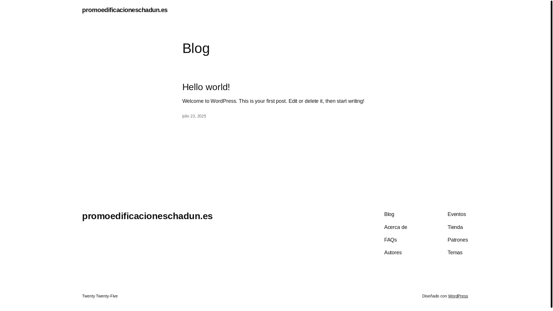 website screenshot of https://promoedificacioneschadun.es/