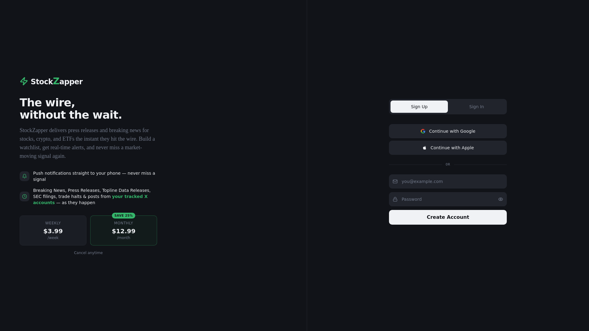website screenshot of https://stockzapper.com/