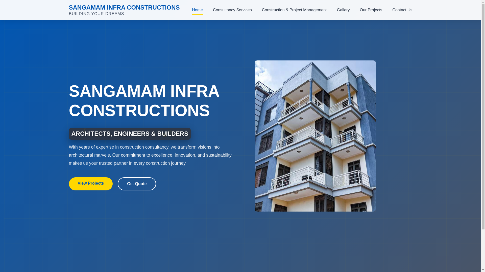 website screenshot of https://sangamaminfra.com/
