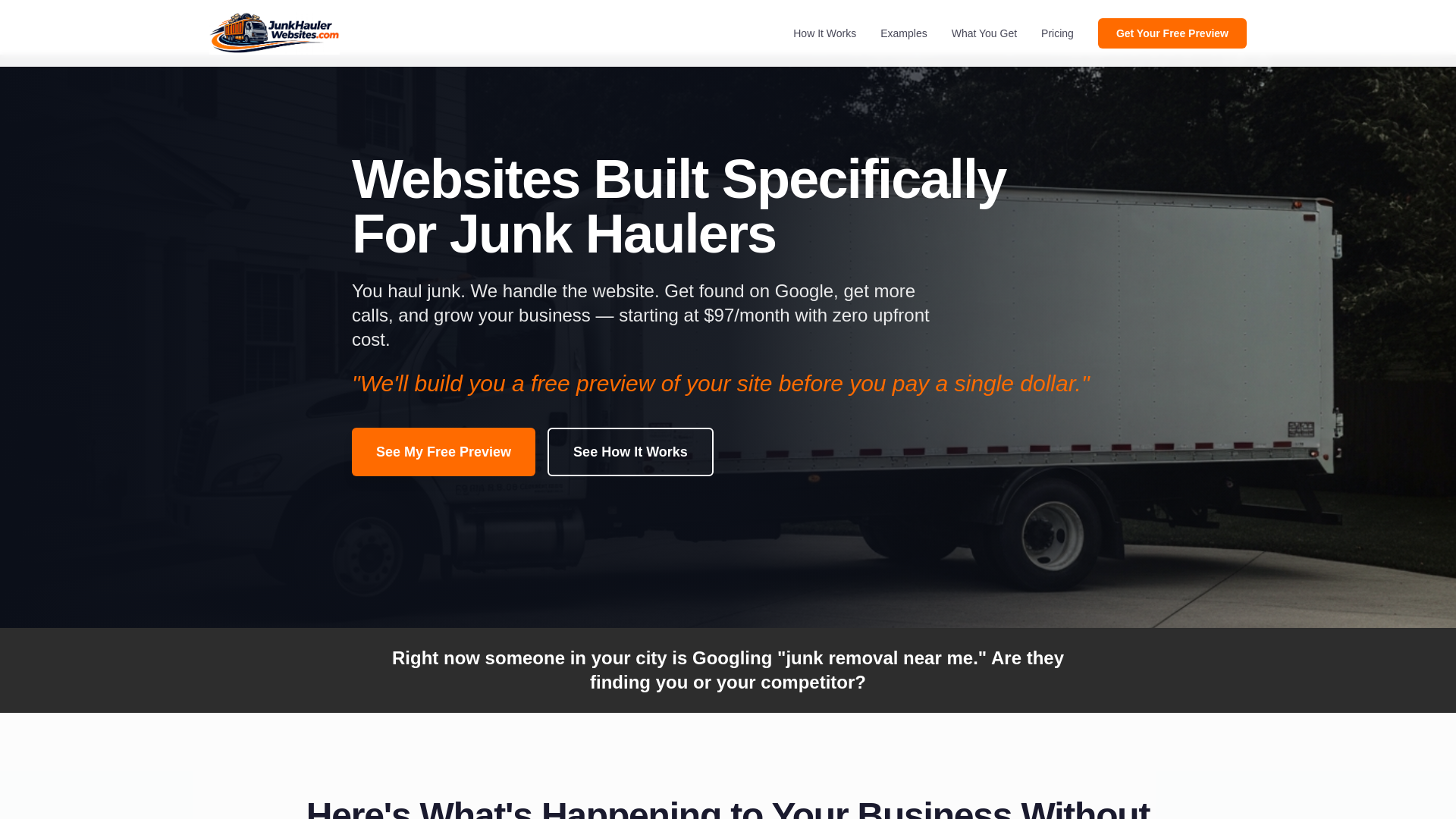 website screenshot of https://junkhaulerwebsite.com