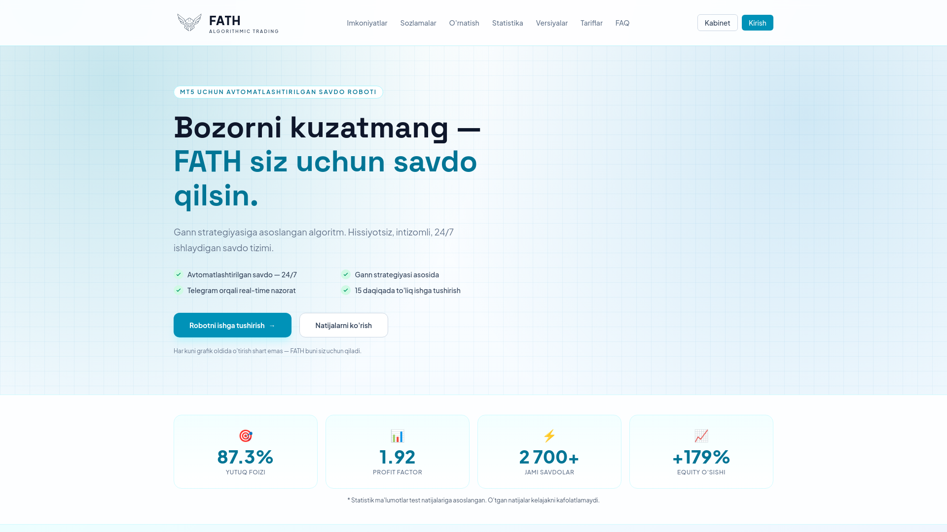website screenshot of https://fathbot.uz/
