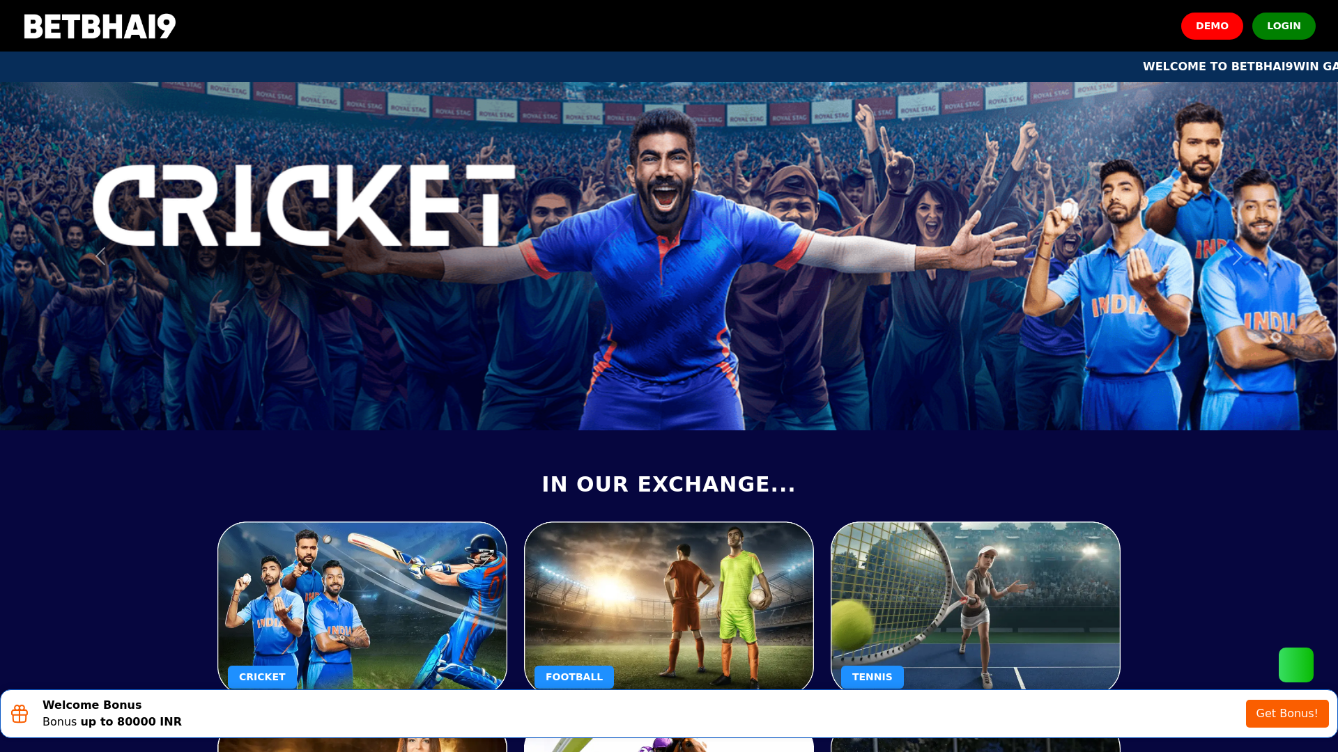 website screenshot of https://betbhai9win.co/