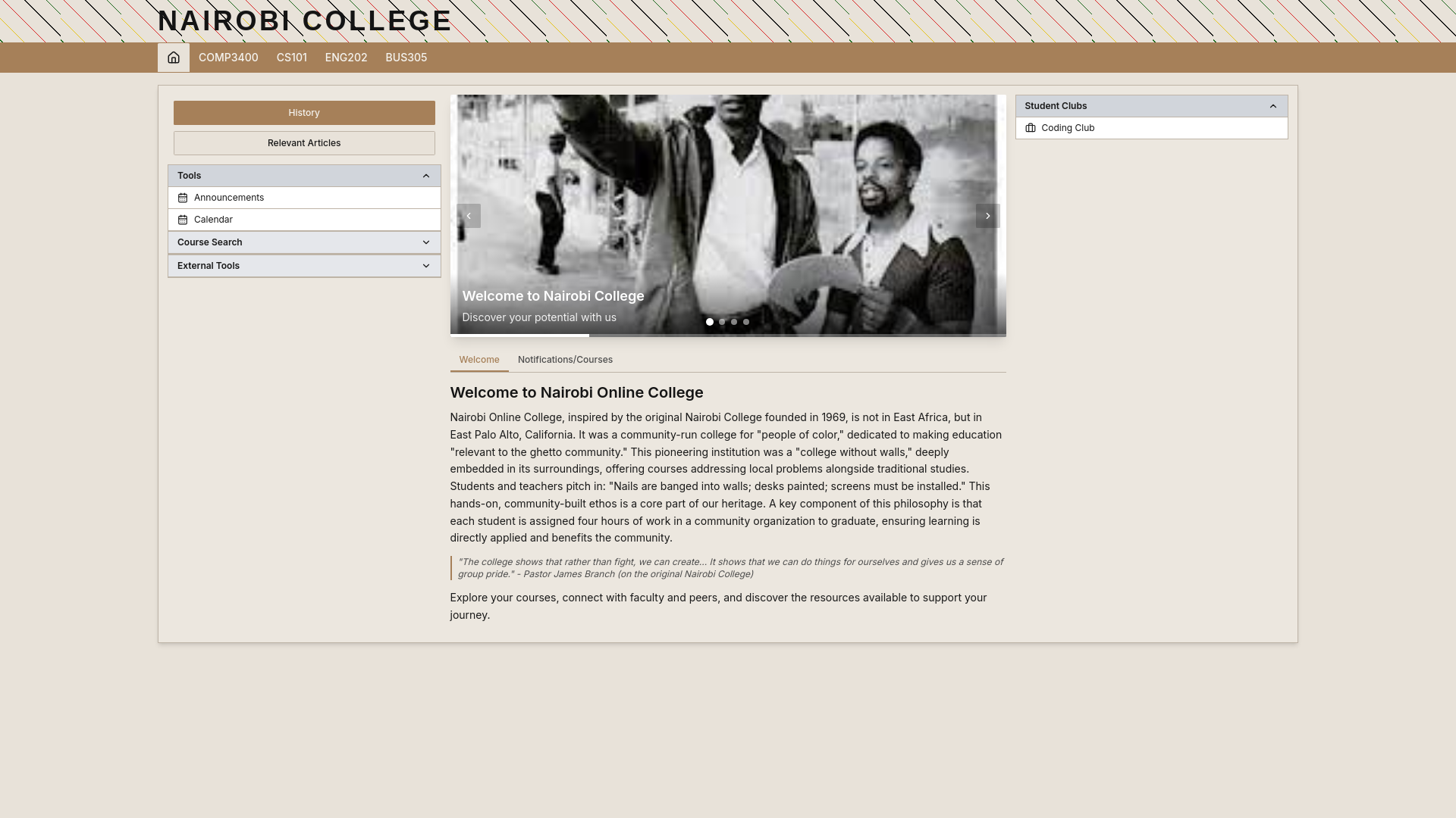website screenshot of https://nairobicollege.com/