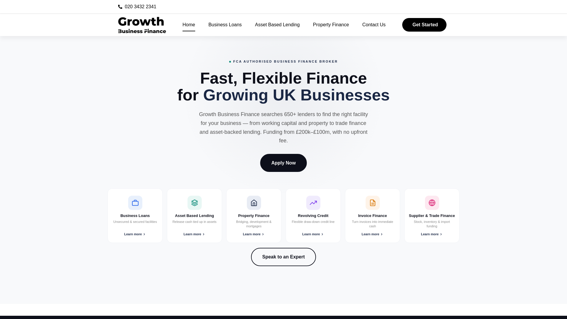 website screenshot of https://startgrowthbusinessfinance.com/