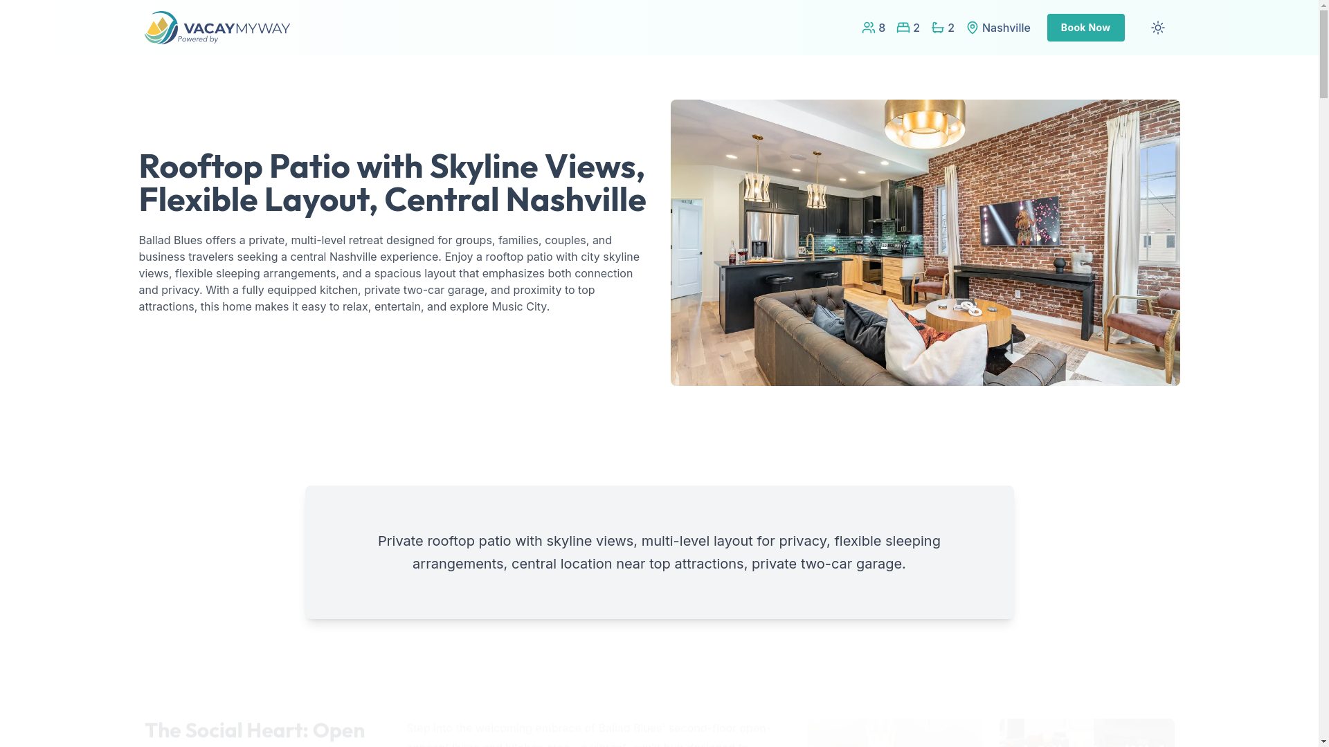 website screenshot of https://vibenashville.vacations/