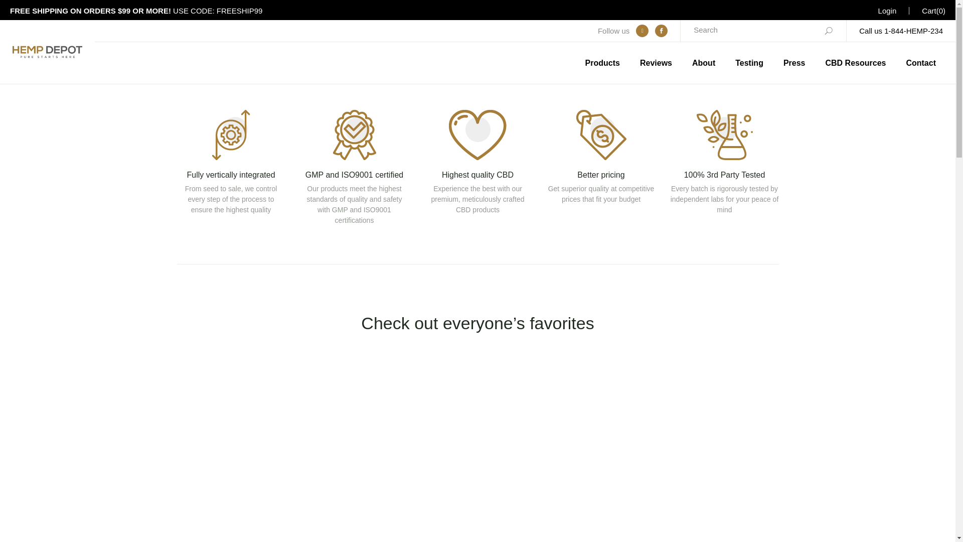 website screenshot of https://teamhempdepot.com/