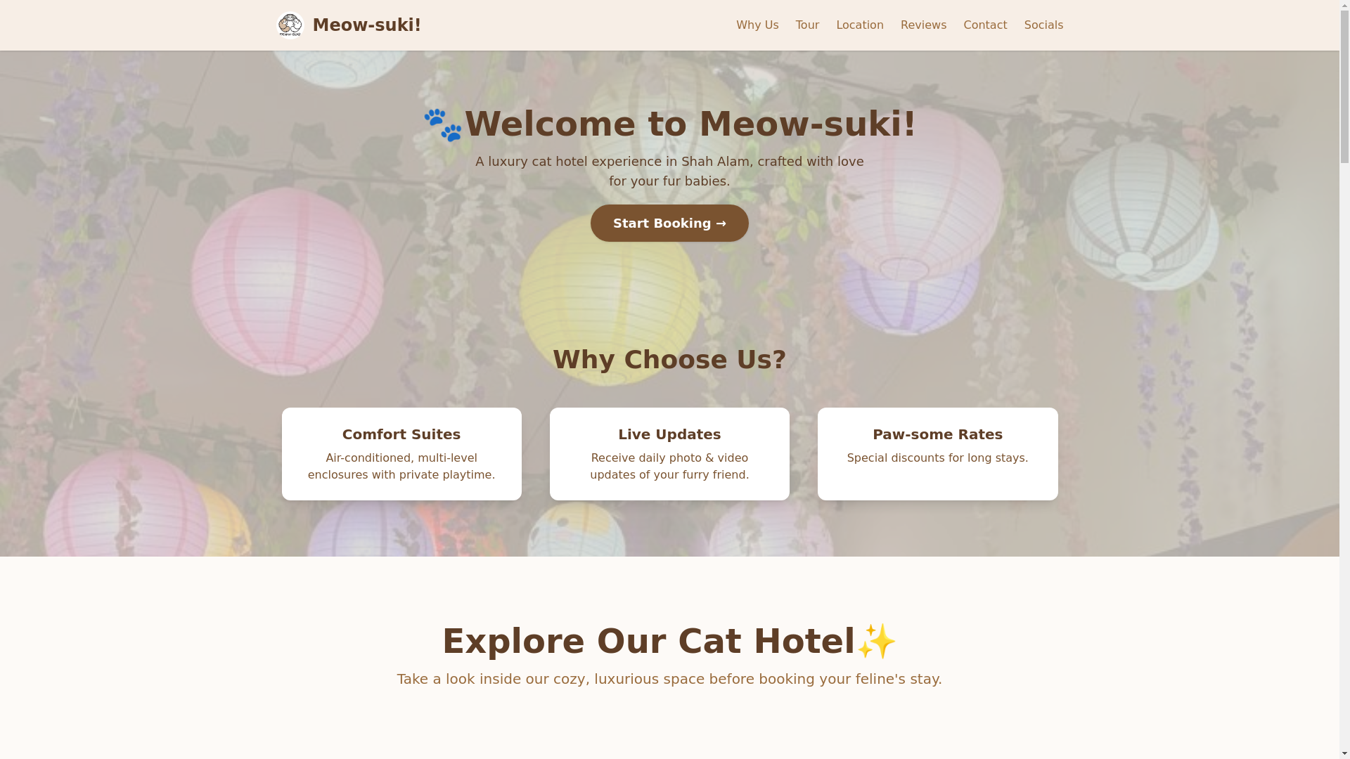 website screenshot of https://meowsukibooking.online/