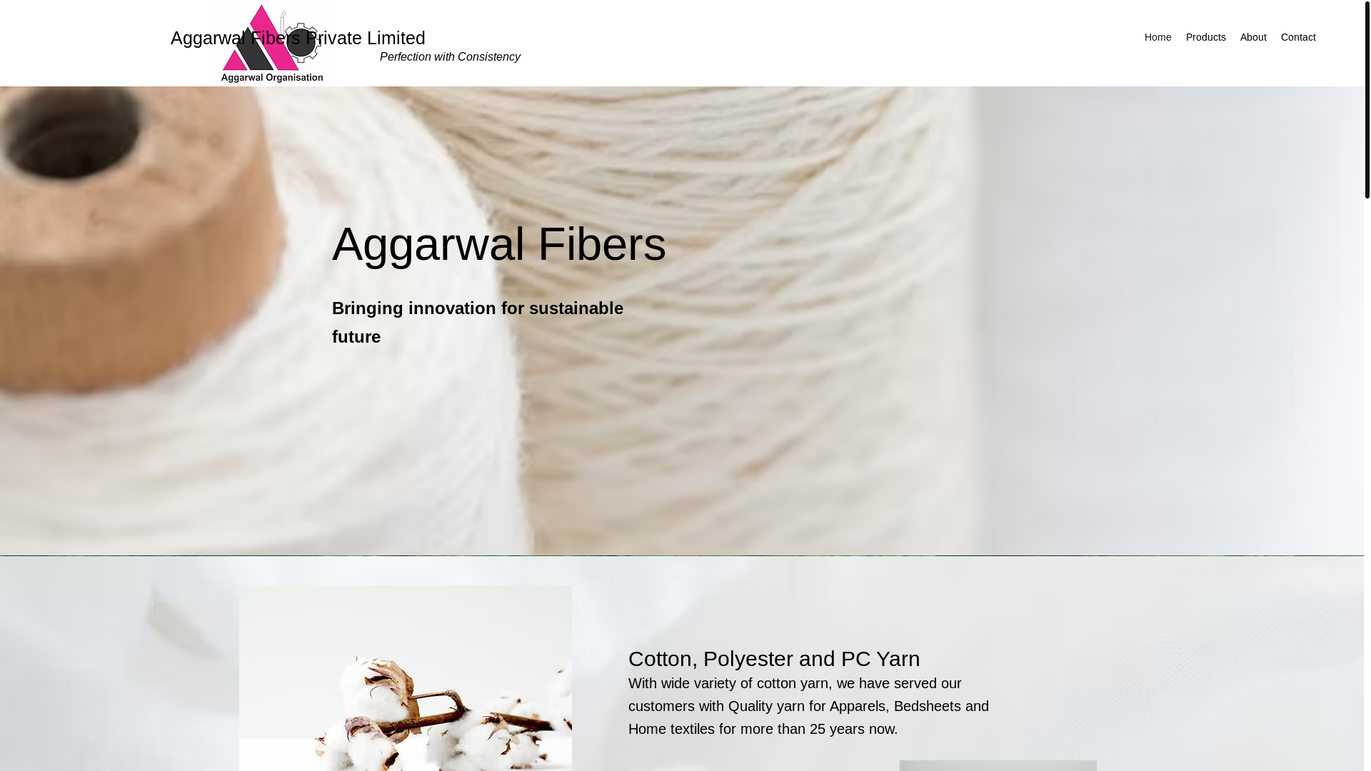 website screenshot of https://aggarwalfibers.com/