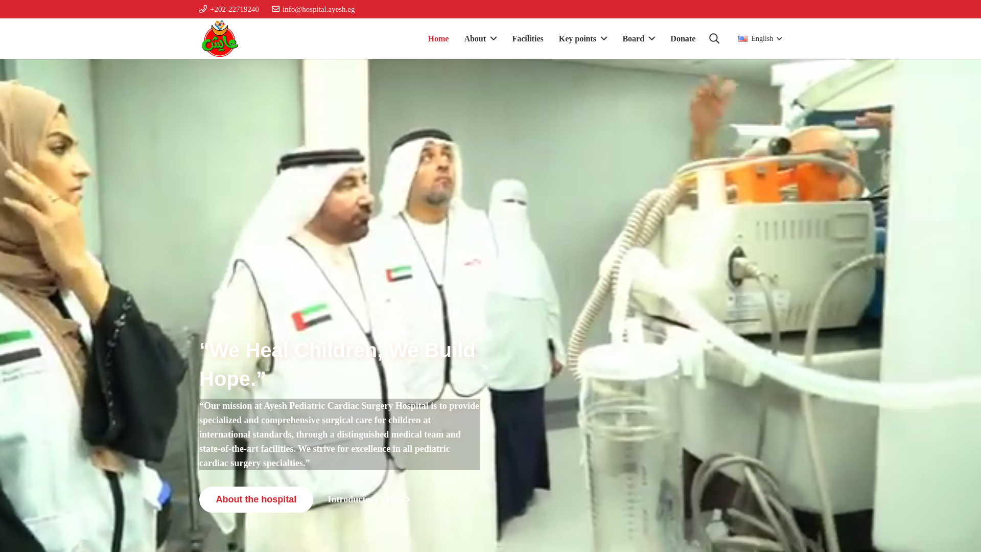 website screenshot of https://ayesh-hospital.com