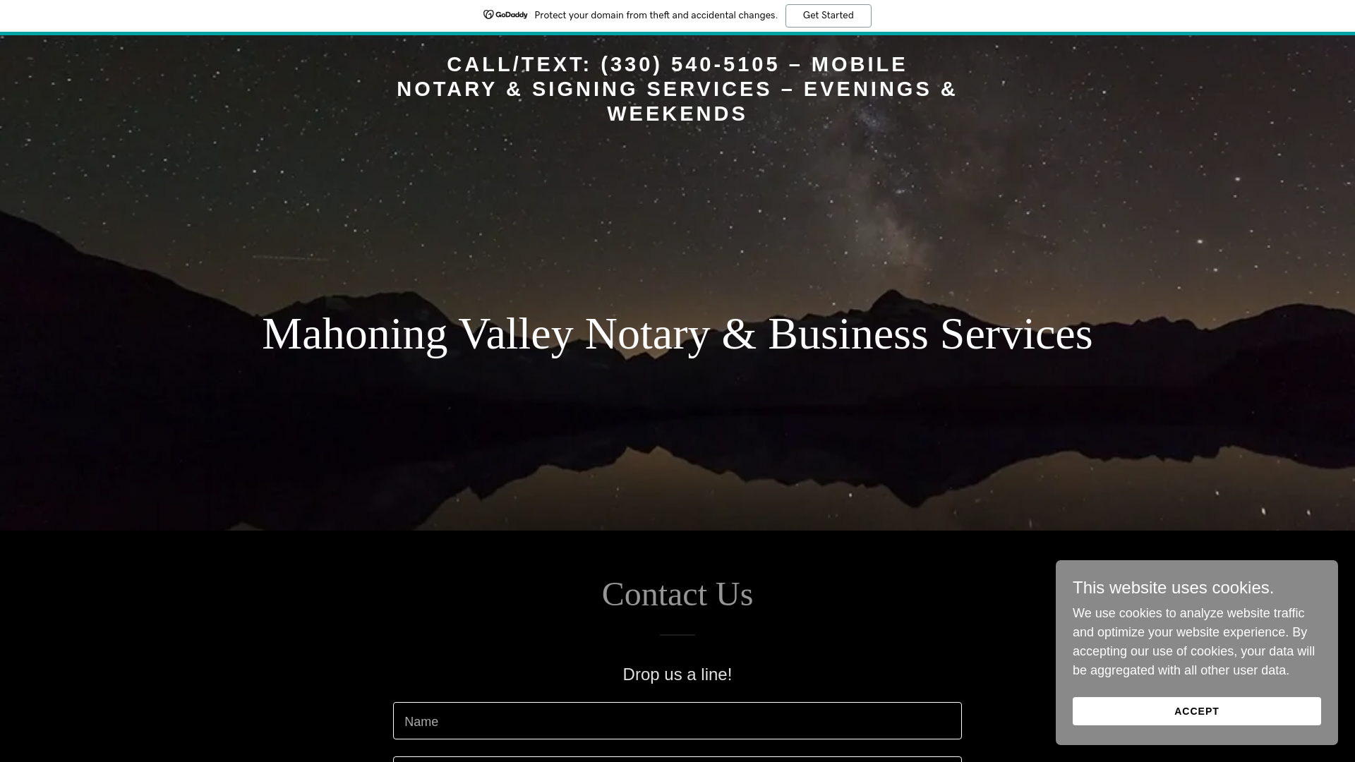 website screenshot of https://mahoningvalleynotary.com/