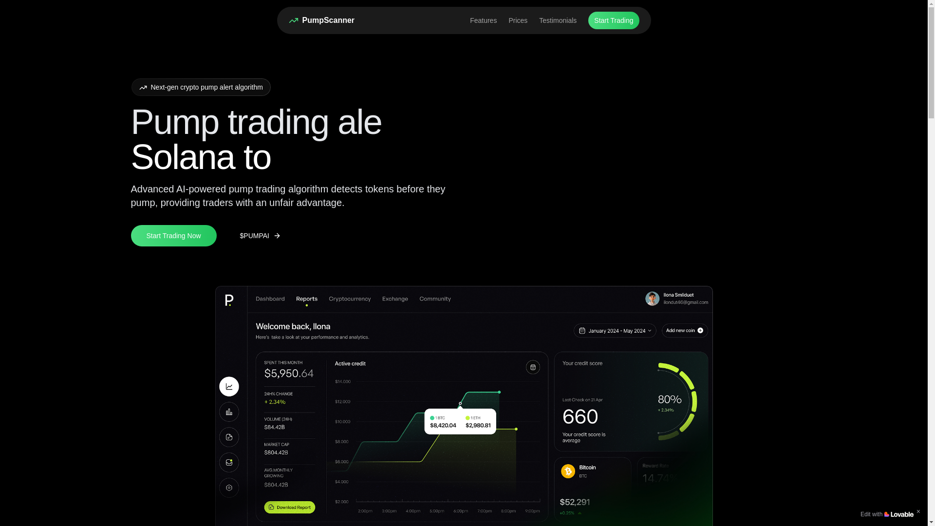 website screenshot of https://pumpscannerai.com/