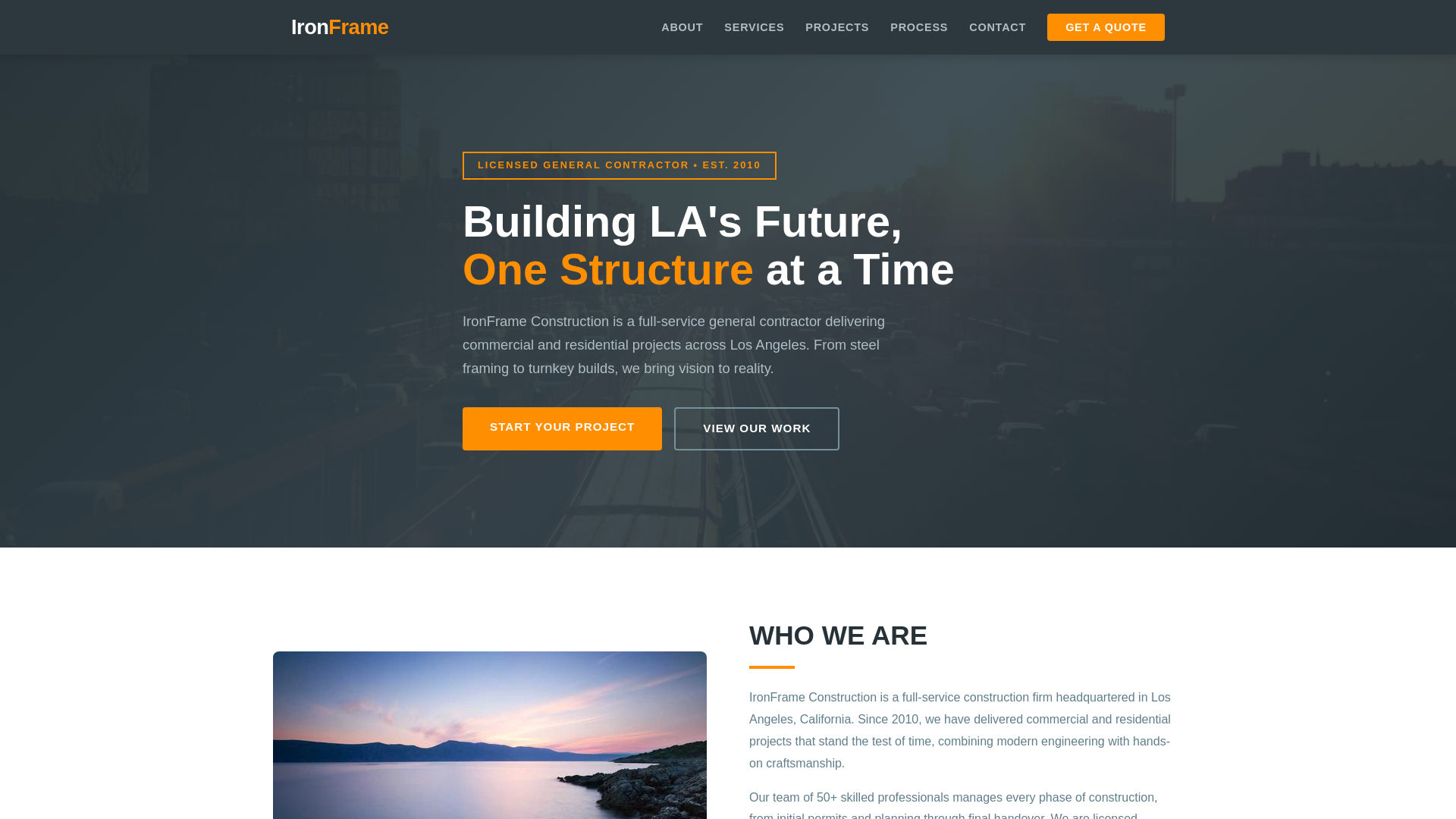 website screenshot of https://ironframeconst.pages.dev/