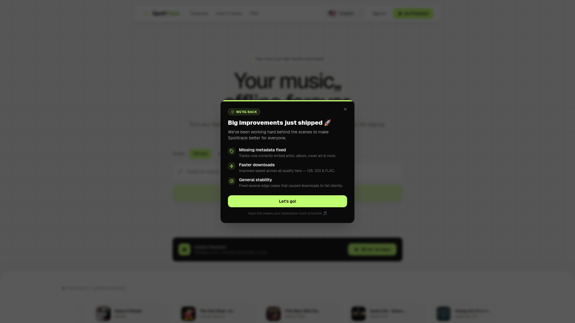 website screenshot of https://spotitrack.com/