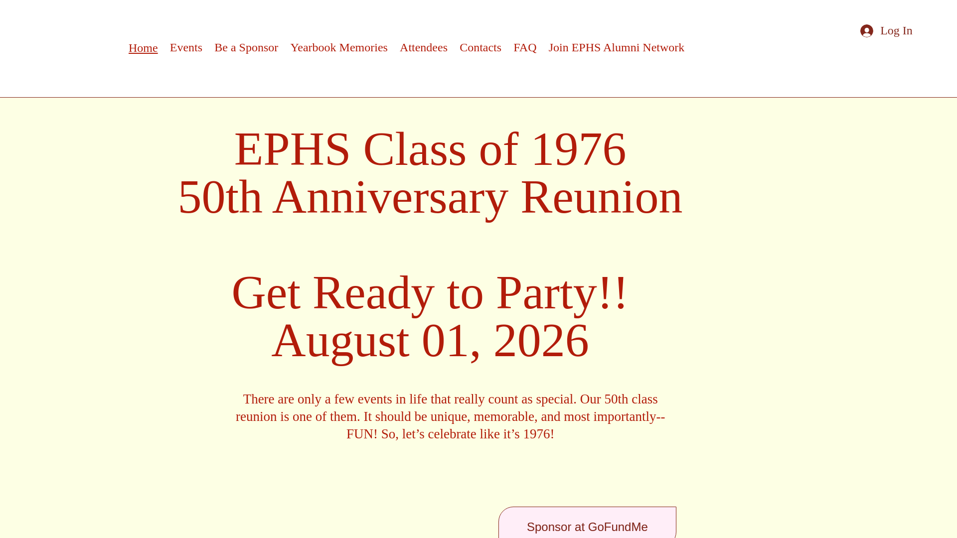 website screenshot of https://ephsclassof76.com/