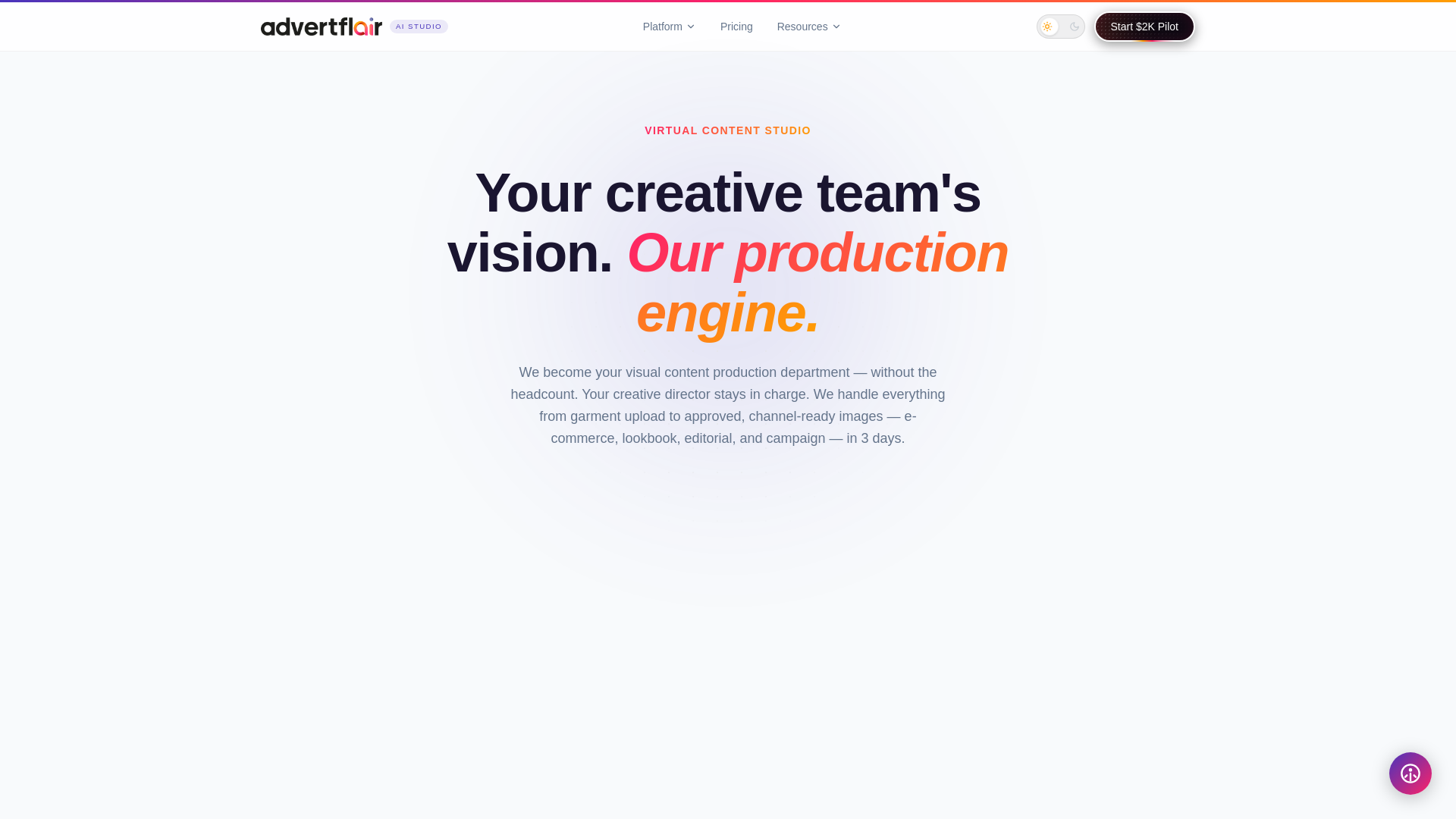 website screenshot of https://advertflair.ai