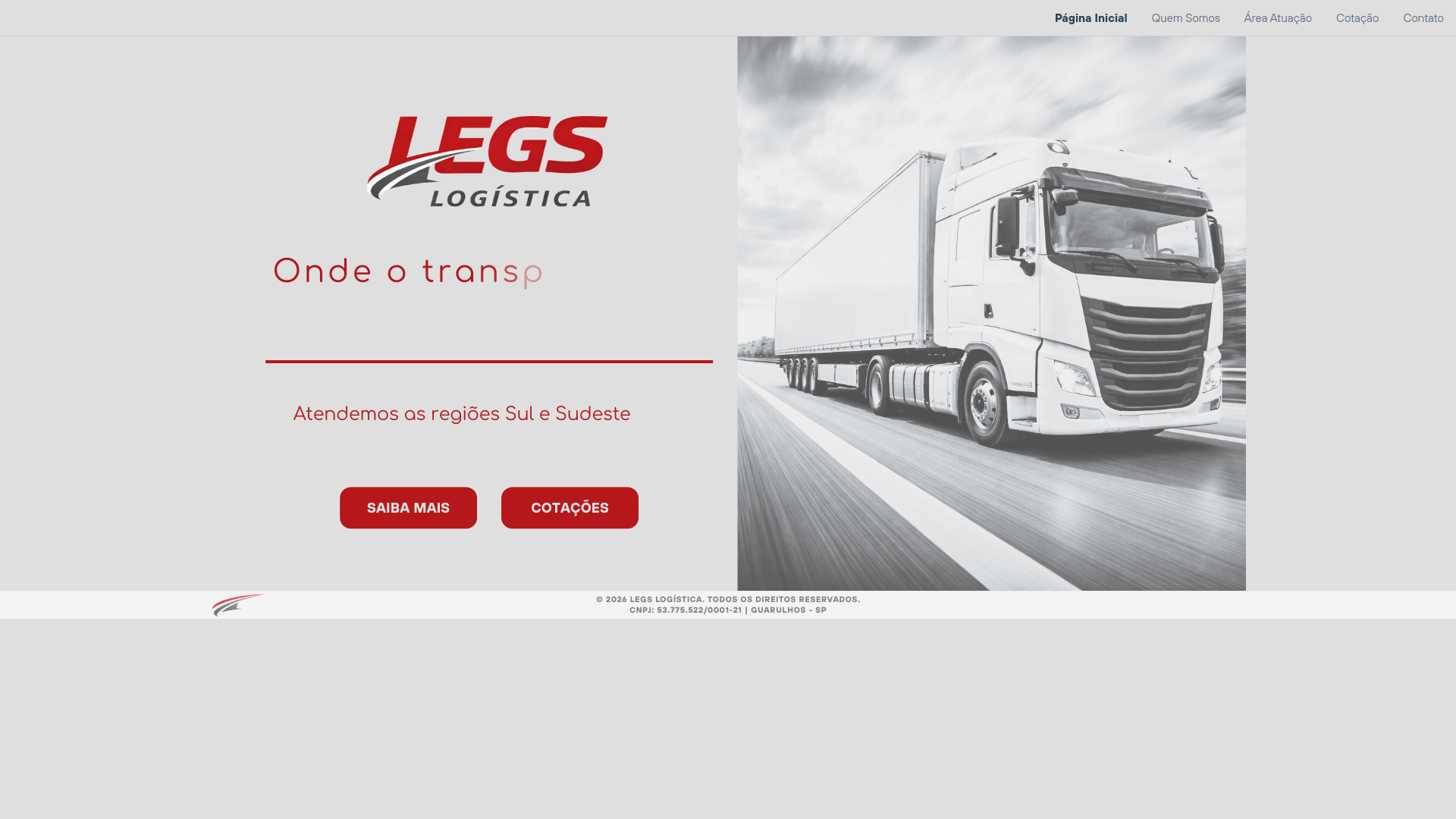 website screenshot of https://legslogistica.com.br/