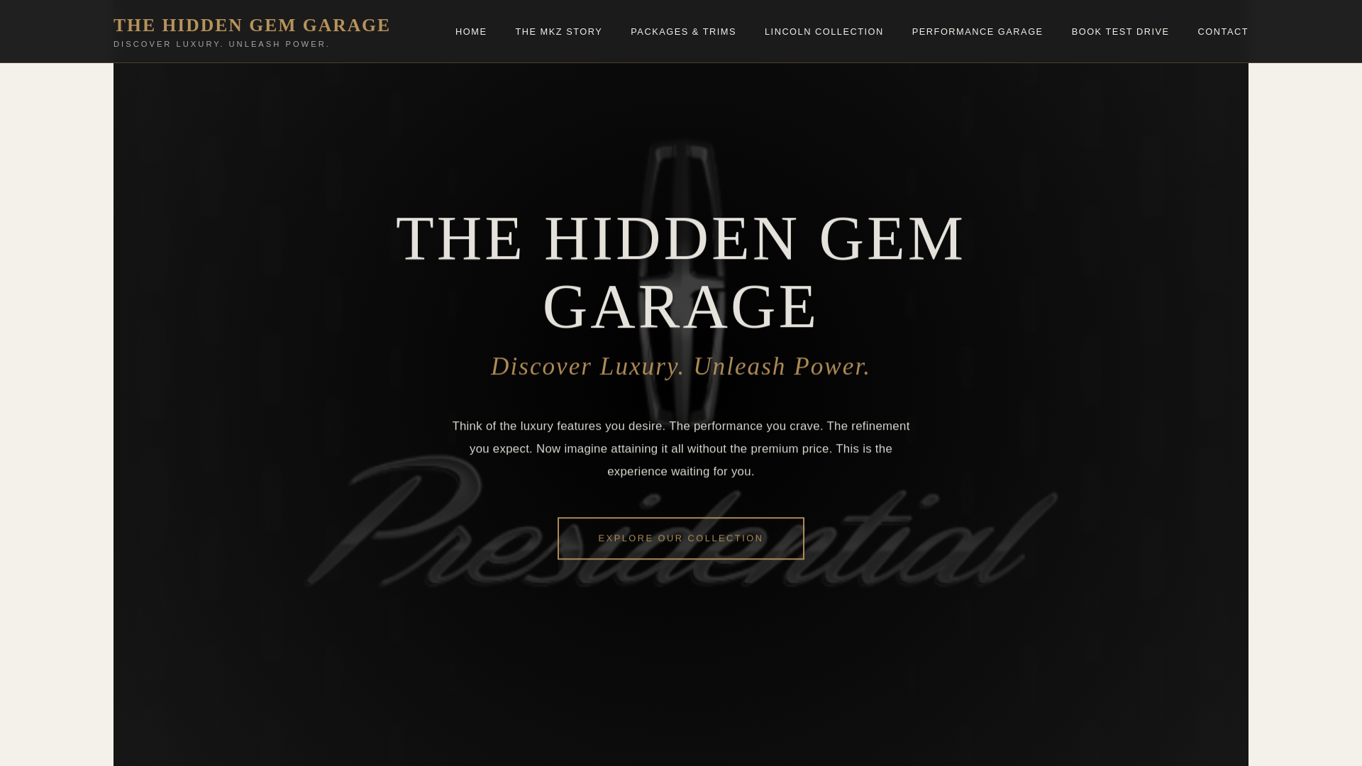 website screenshot of https://hiddengemgarage.com/