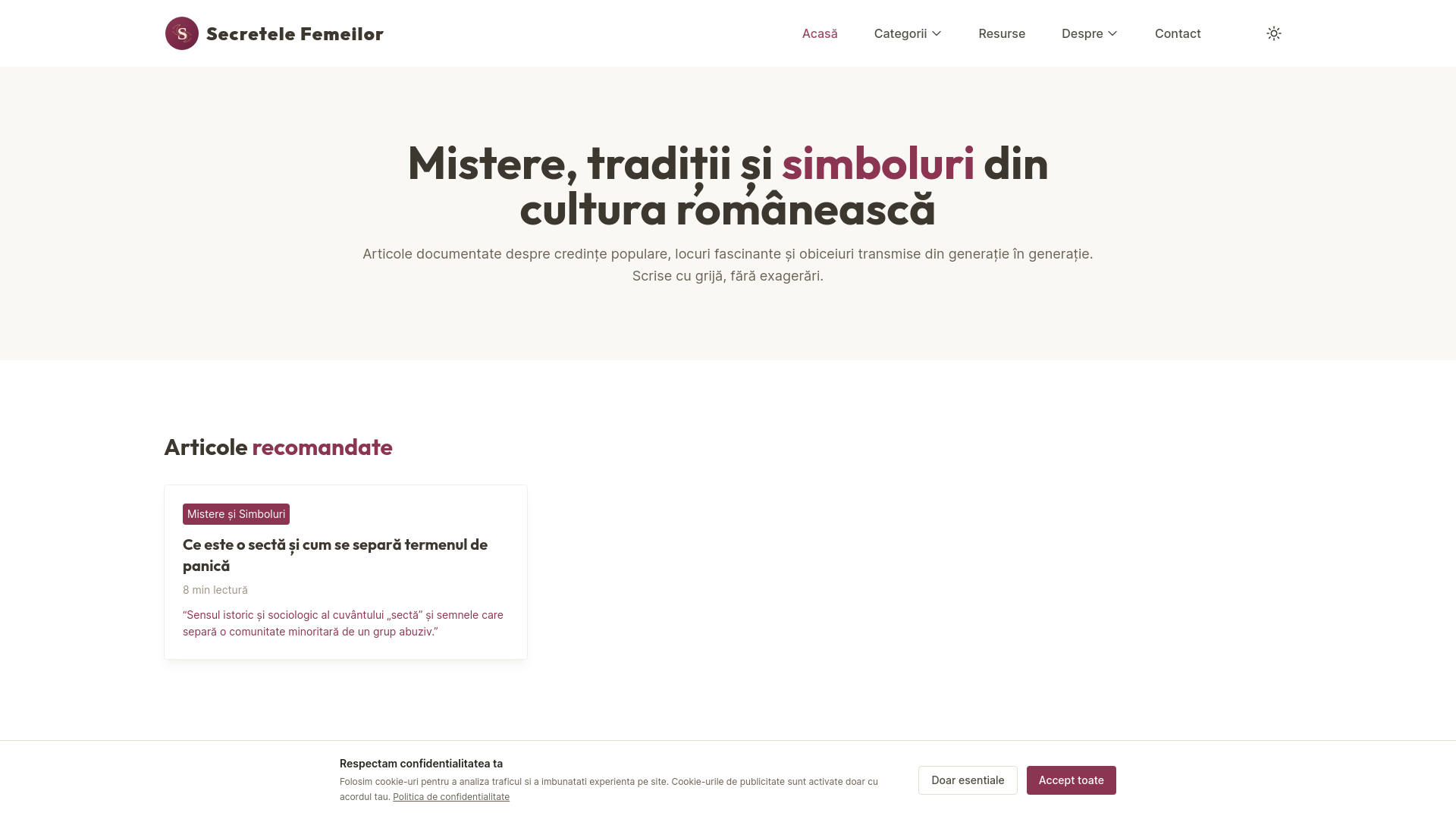 website screenshot of https://secretelefemeilor-ro.pages.dev/