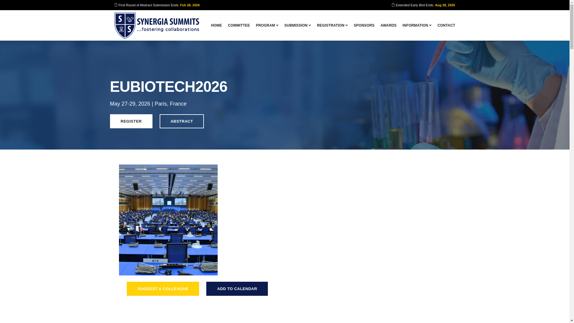 website screenshot of https://eubiotech2026.synergiasummits.com/