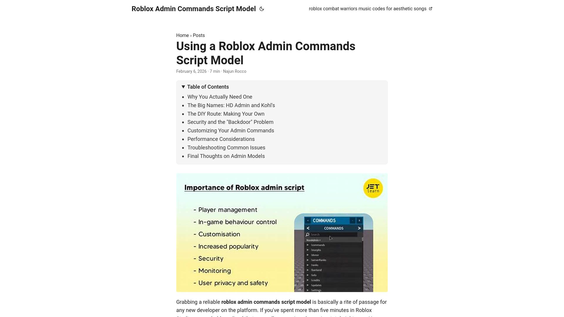 website screenshot of https://roblox-admin-commands-script-model.pages.dev/