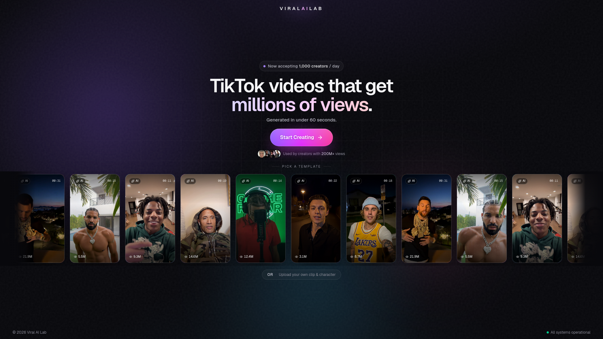 website screenshot of https://viralailab.app/