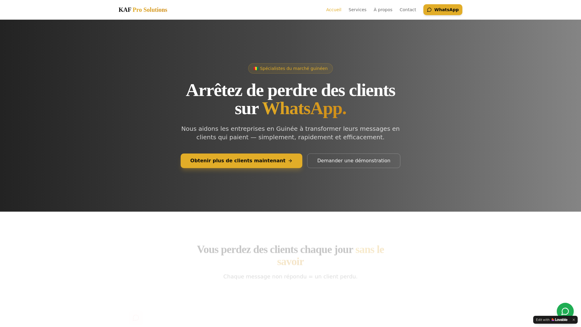 website screenshot of https://kafprosolution.com/