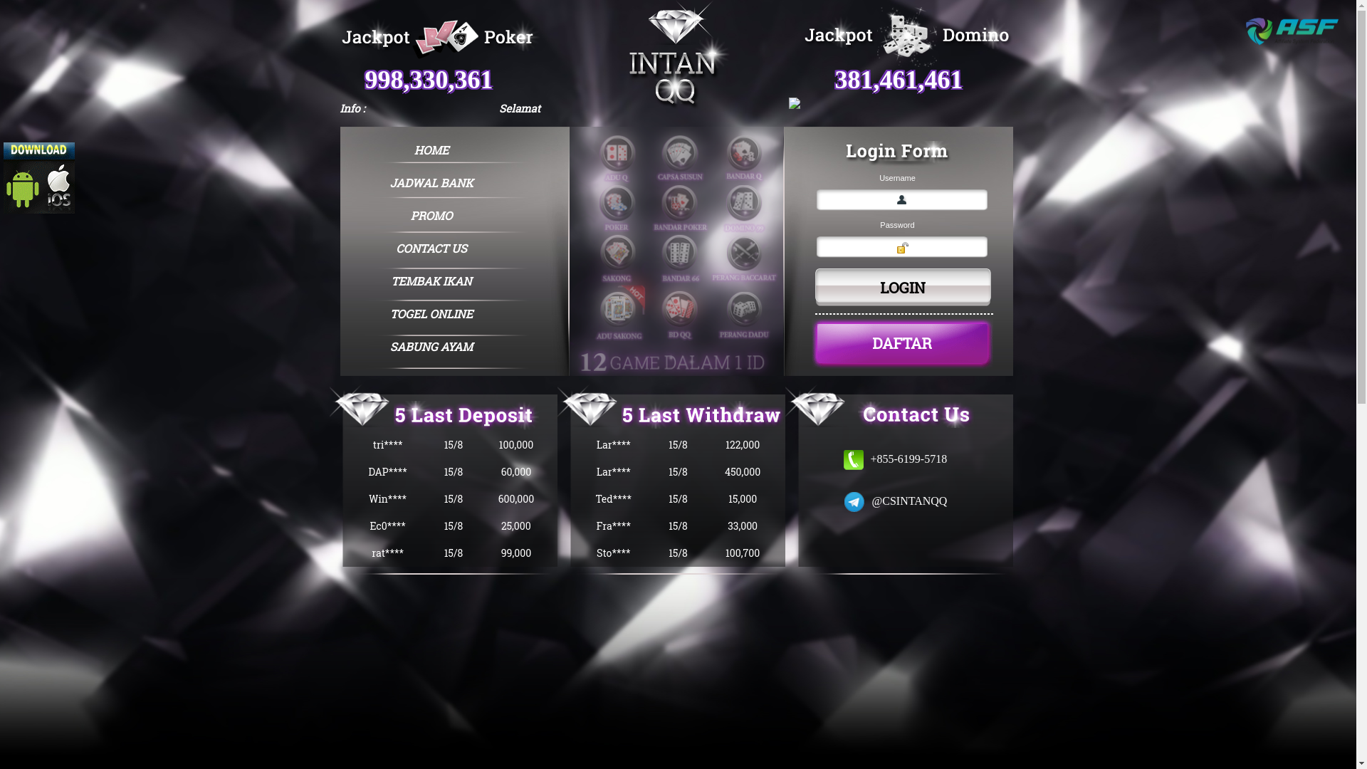 website screenshot of https://19intanqq.com/