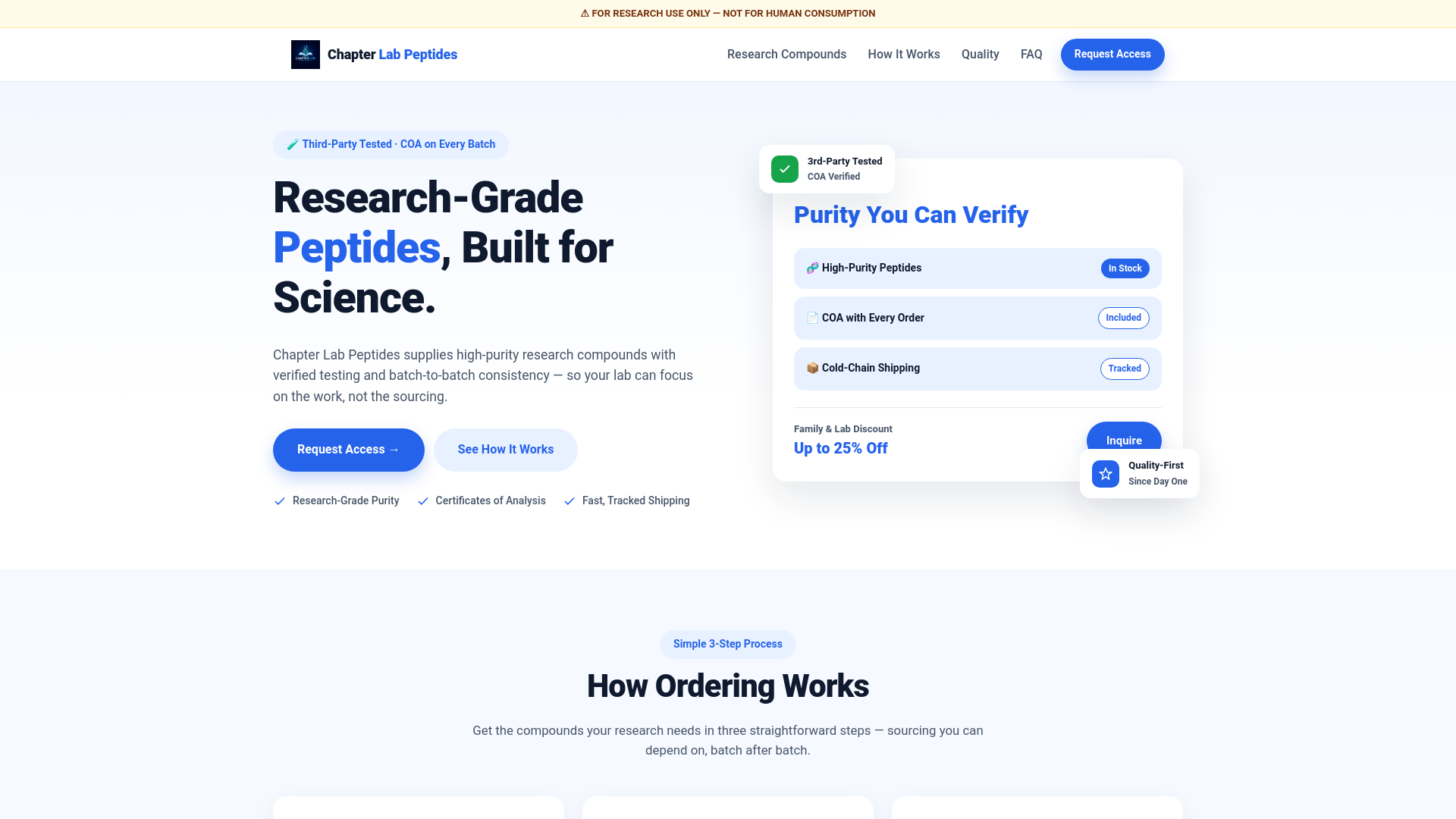 website screenshot of https://chapter-lab-peptides.pages.dev/
