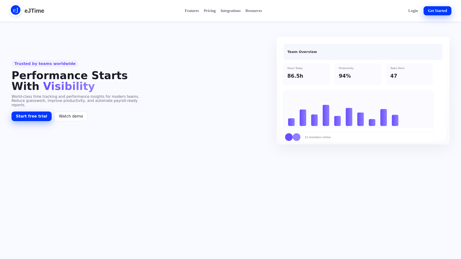 website screenshot of https://ejtime.ai