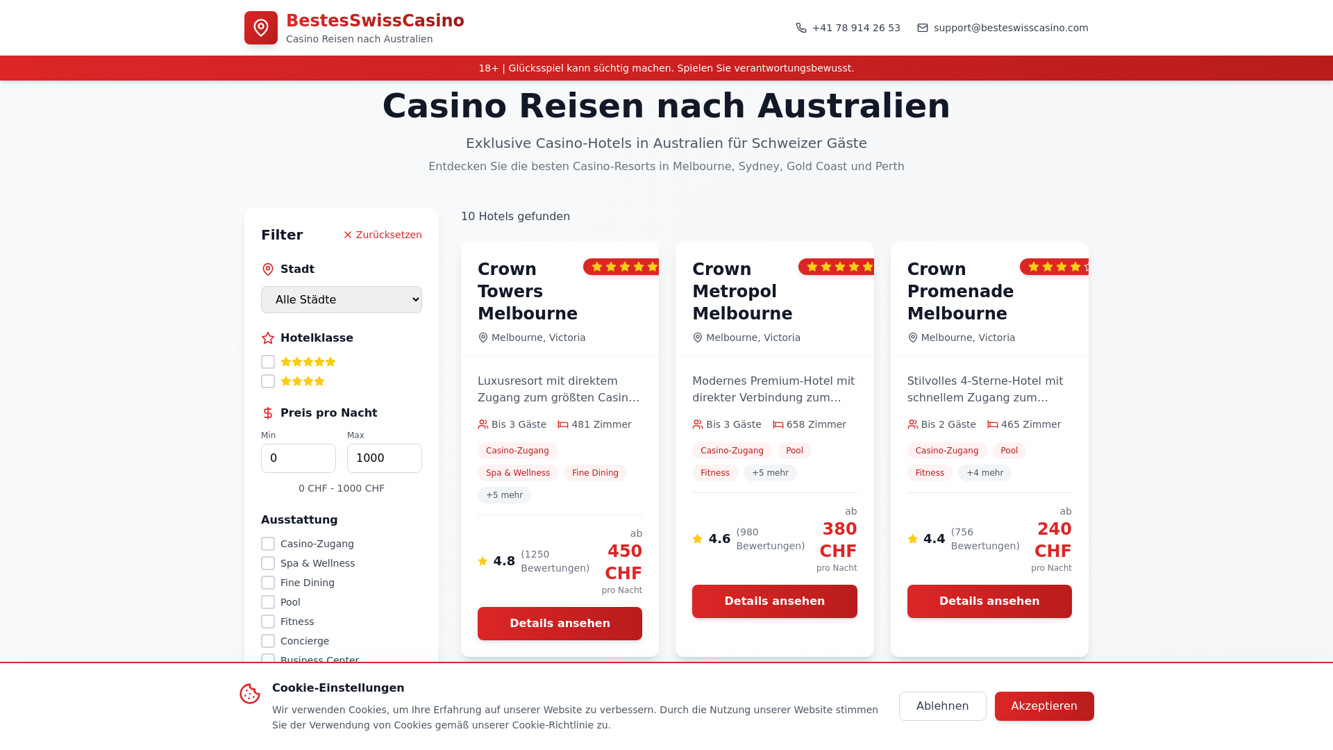 website screenshot of https://besteswisscasino.com
