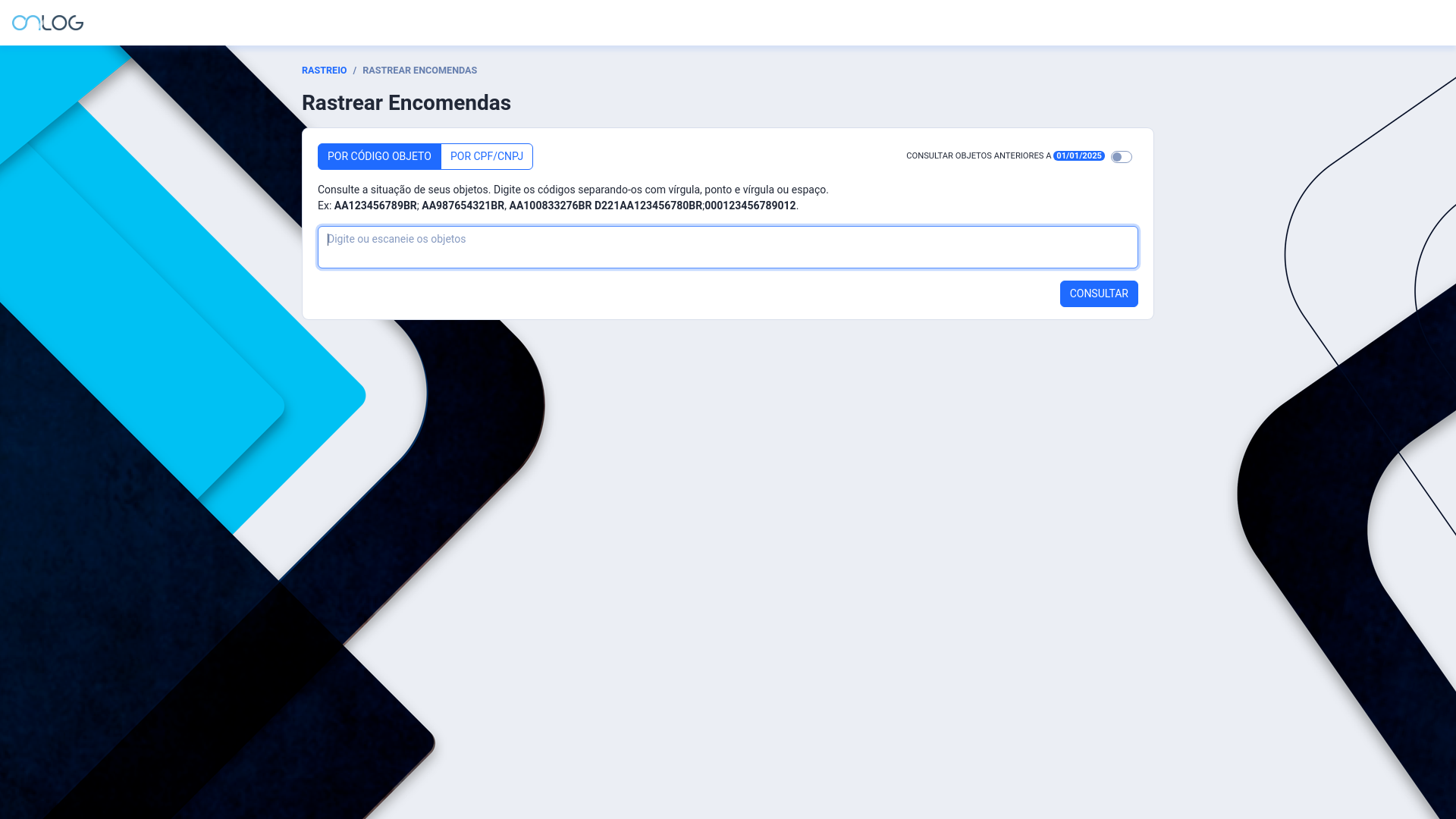 website screenshot of https://conecta.log.br/rastreio.php