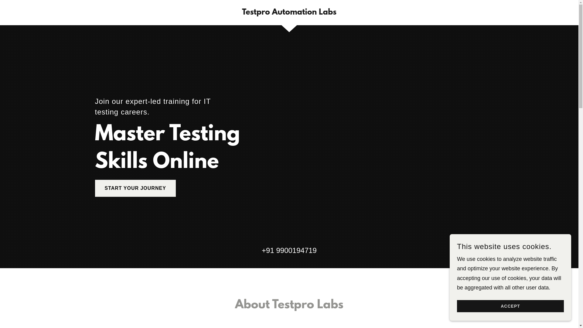 website screenshot of https://testproautomationlabs.com/