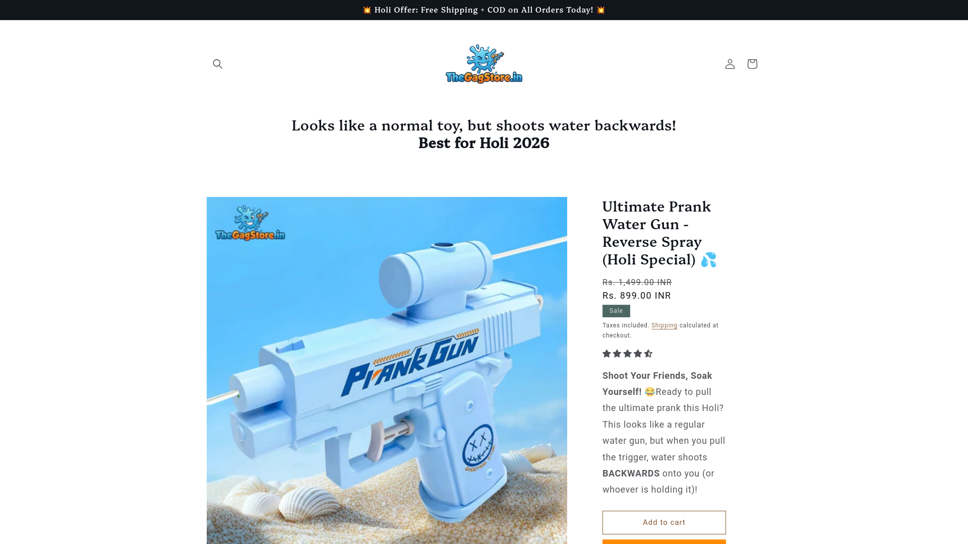 website screenshot of https://thegagstore.in/