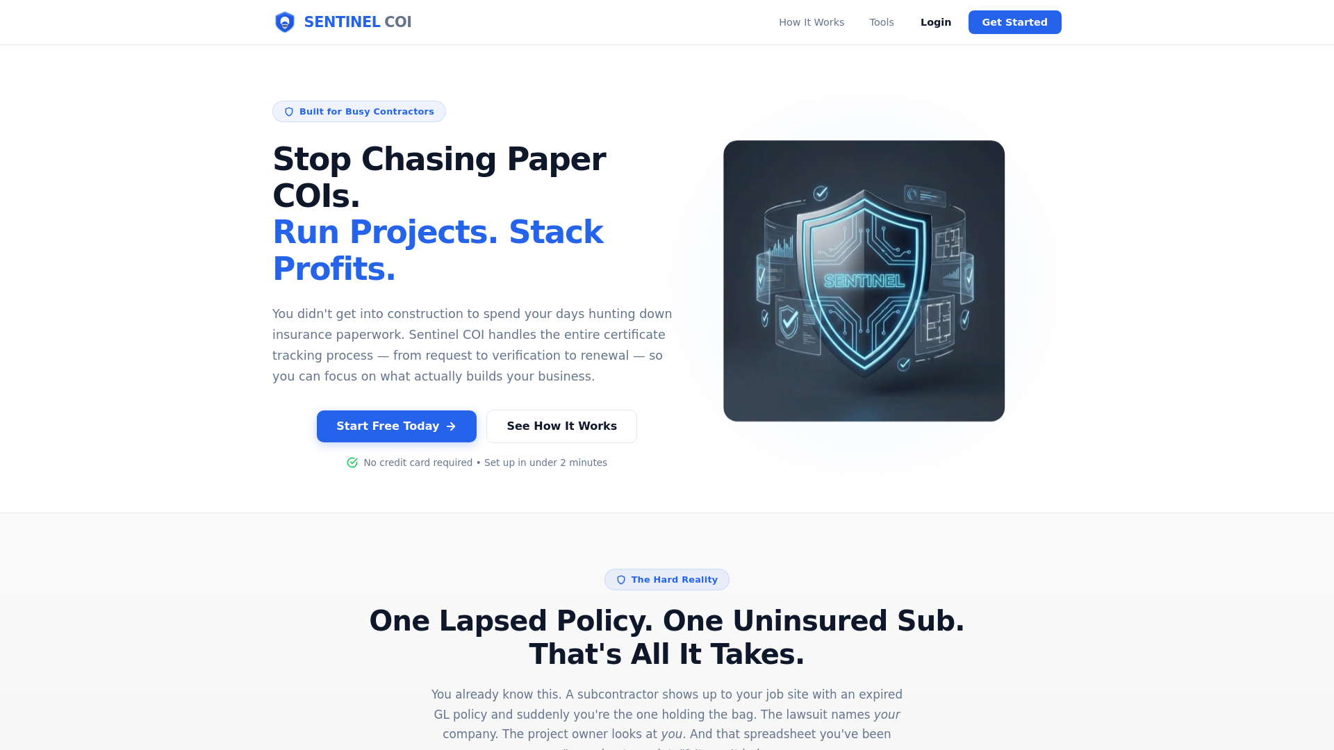 website screenshot of https://sentinelcoi.com