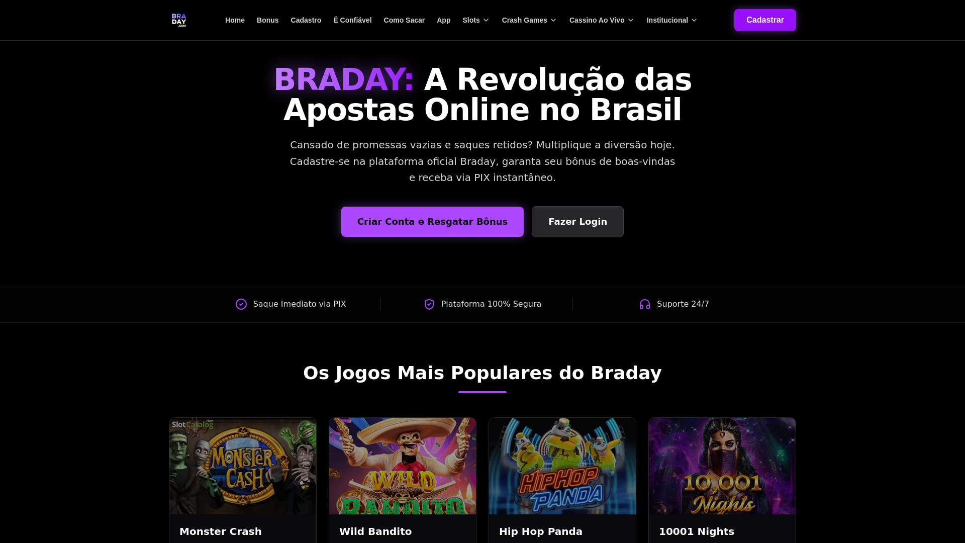 website screenshot of https://bradaybets.com/