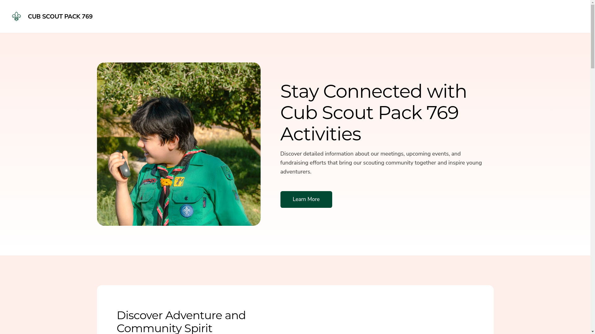 website screenshot of https://pack769.com/