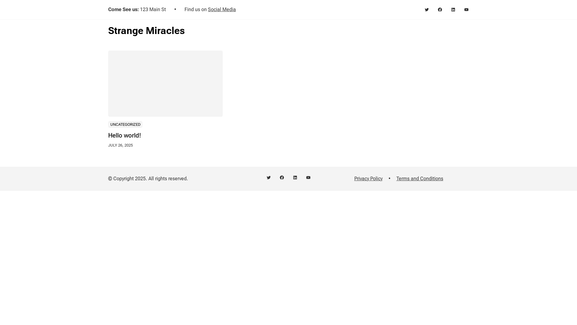 website screenshot of https://strangemiracles.org/