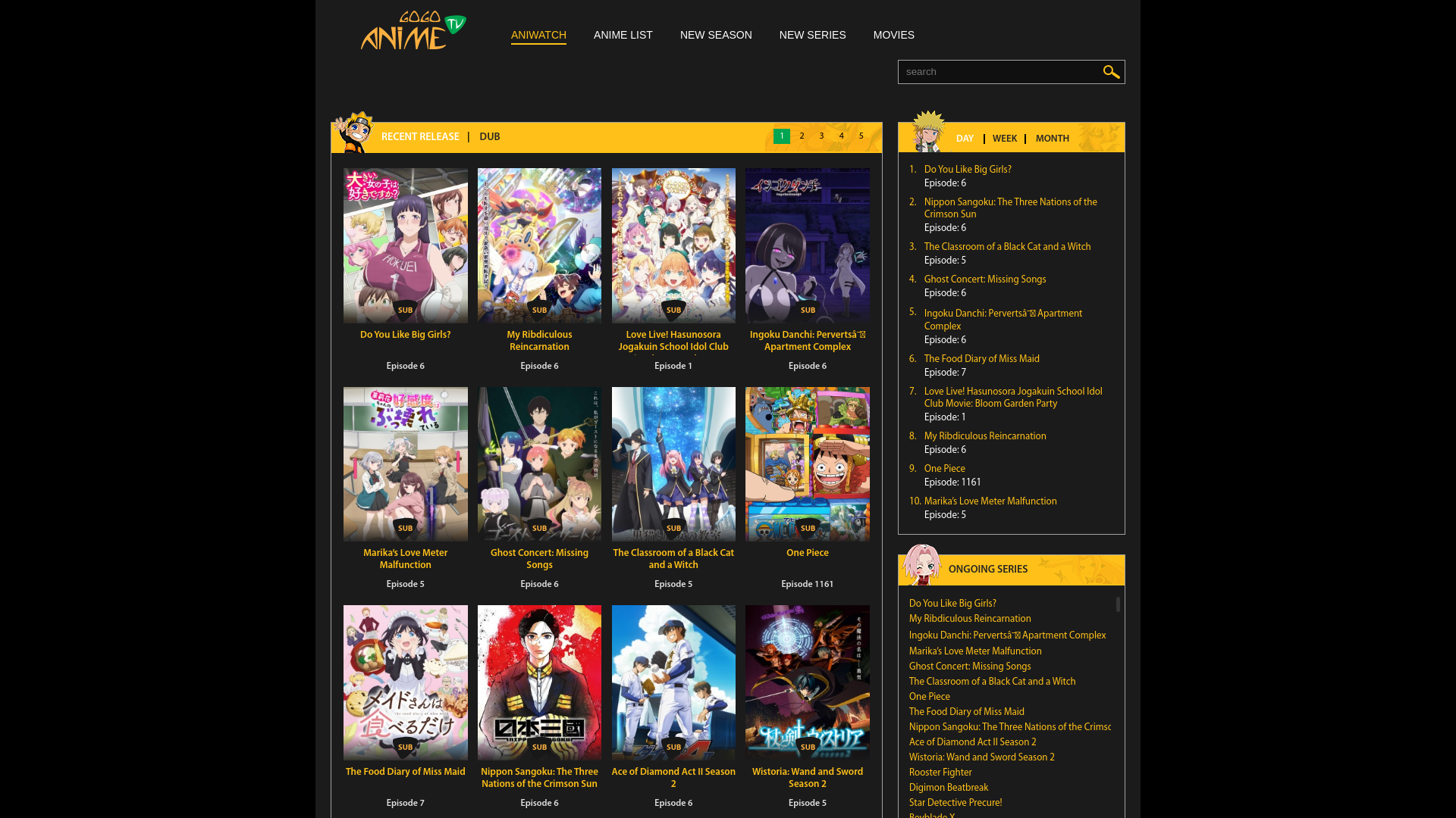 website screenshot of https://www14.gogoanimes.fi/