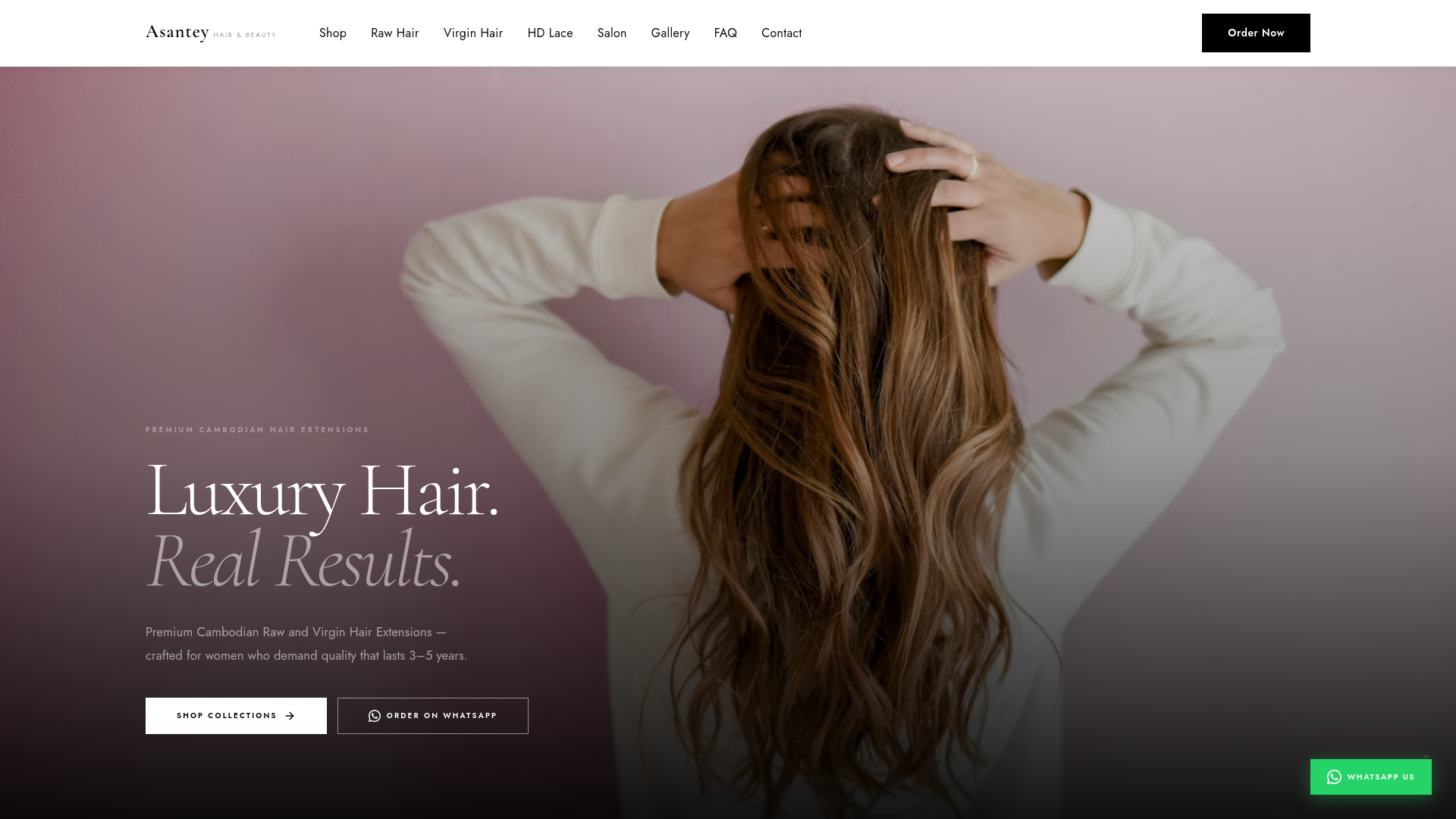 website screenshot of https://asanteyhair.com