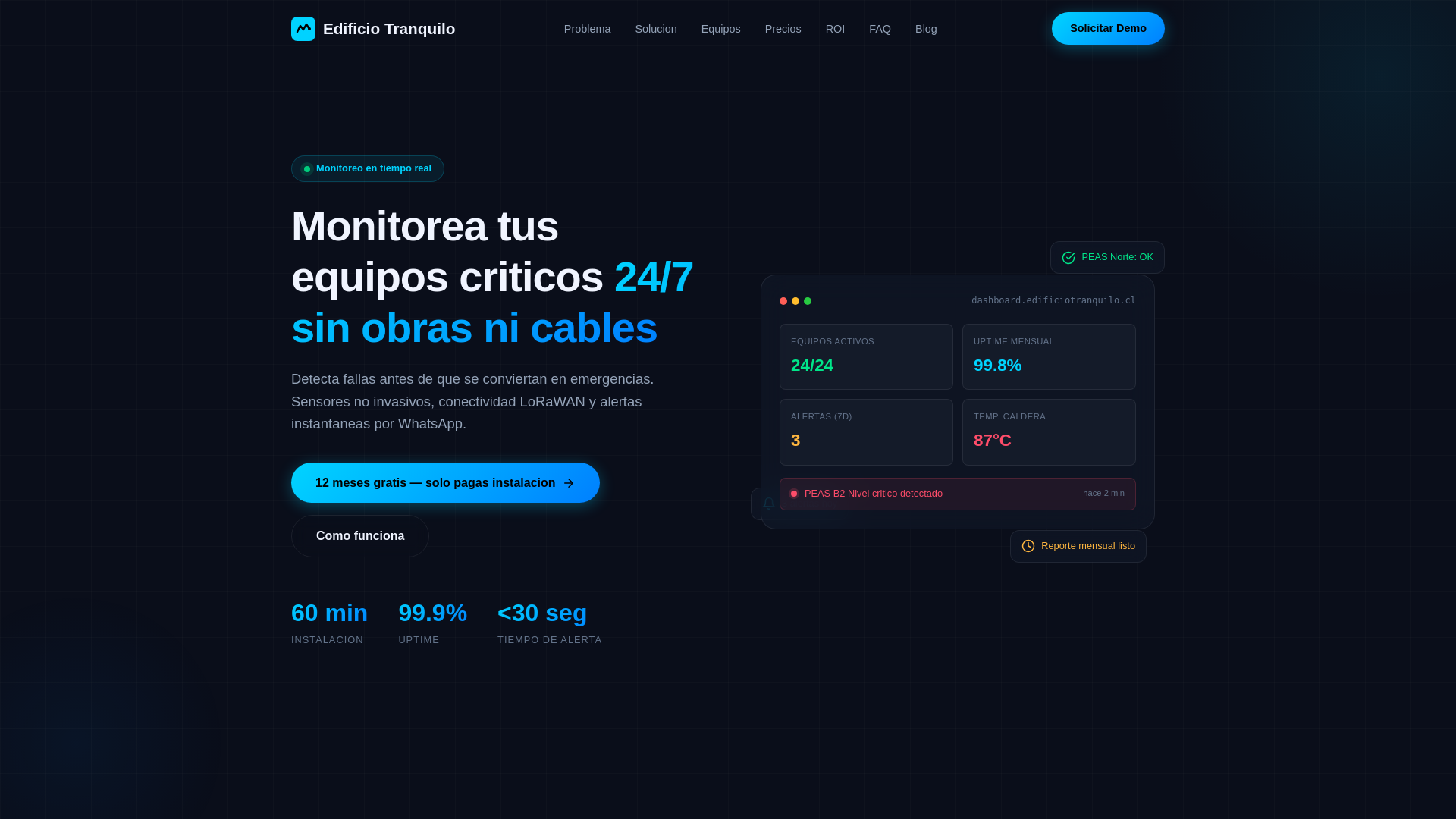 website screenshot of https://edificiotranquilo.cl/