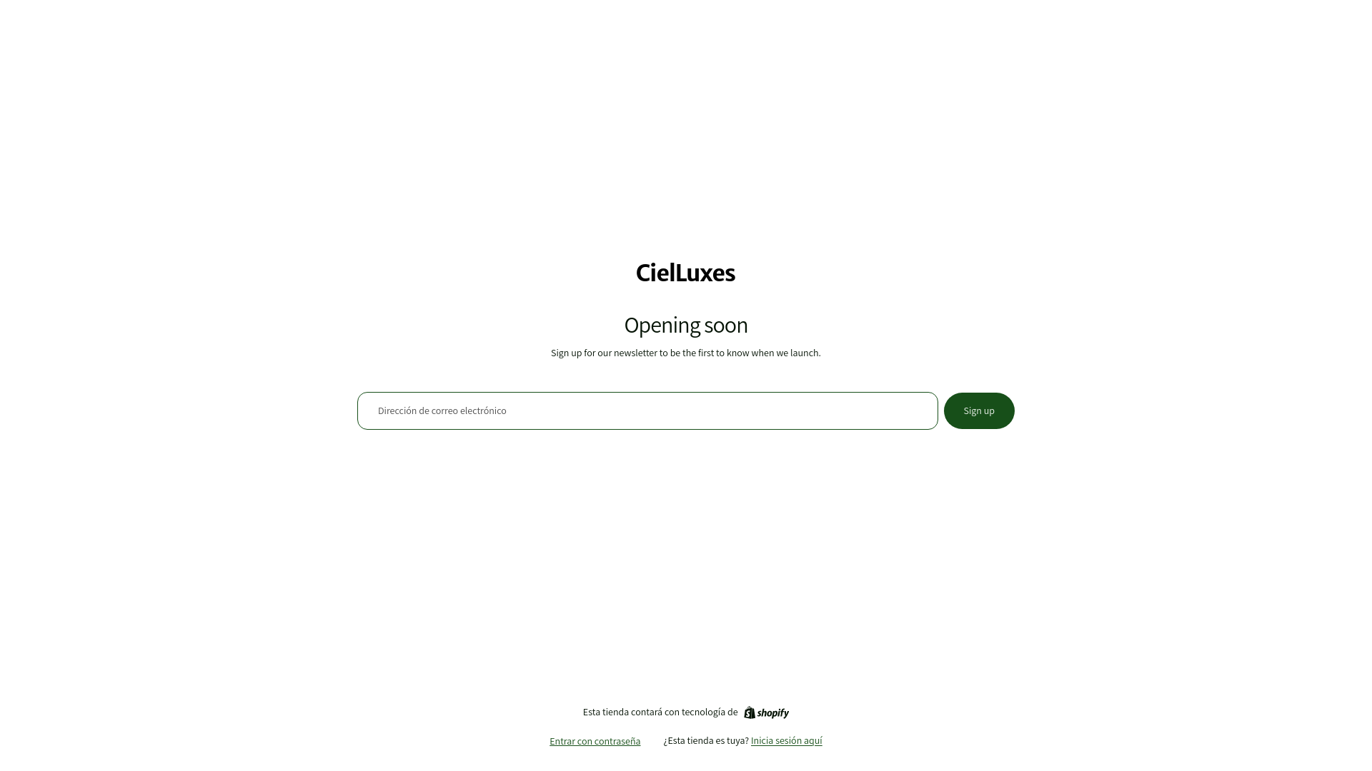 website screenshot of https://cielluxes.store