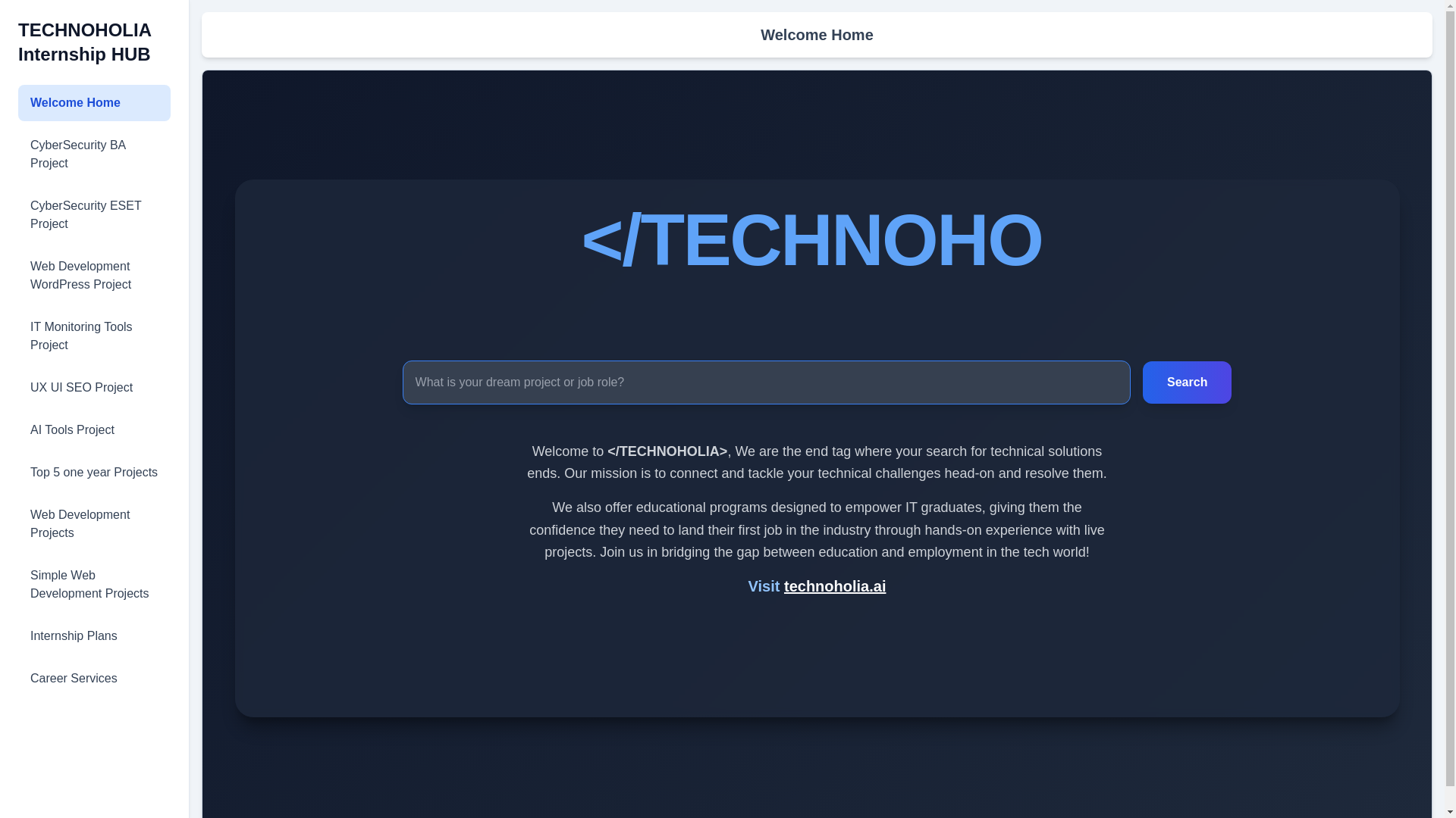 website screenshot of https://technoholiaprojects.pages.dev/