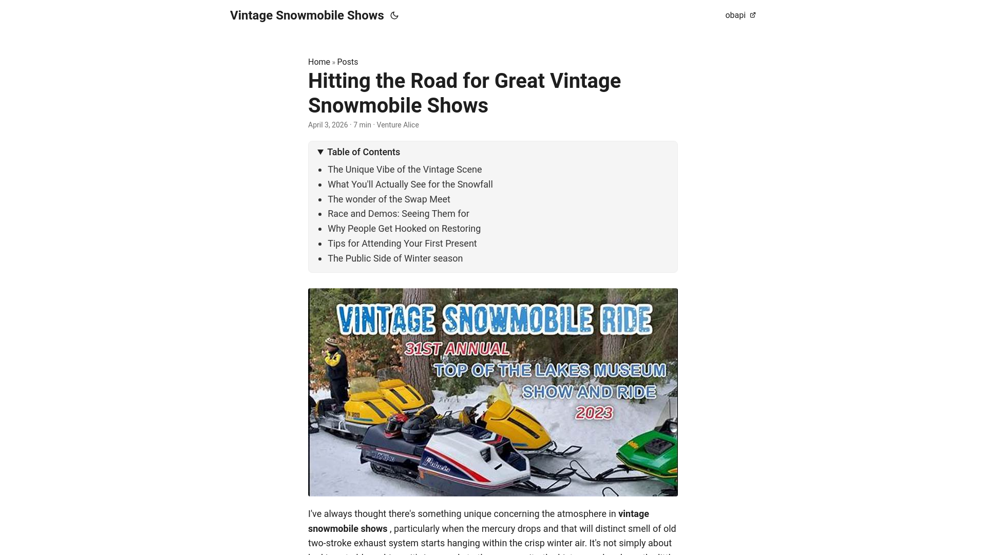 website screenshot of https://vintage-snowmobile-shows.pages.dev/