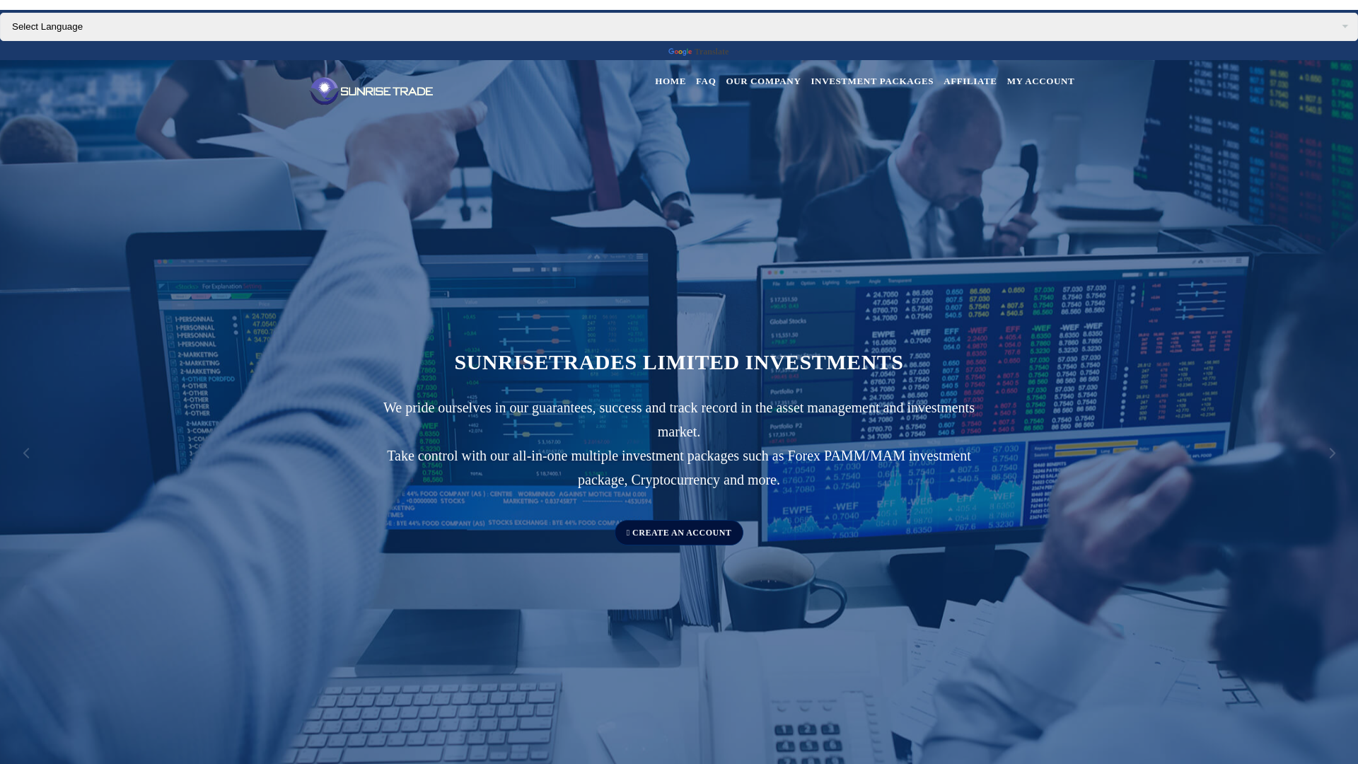 website screenshot of https://www.sunrisetrades.ltd