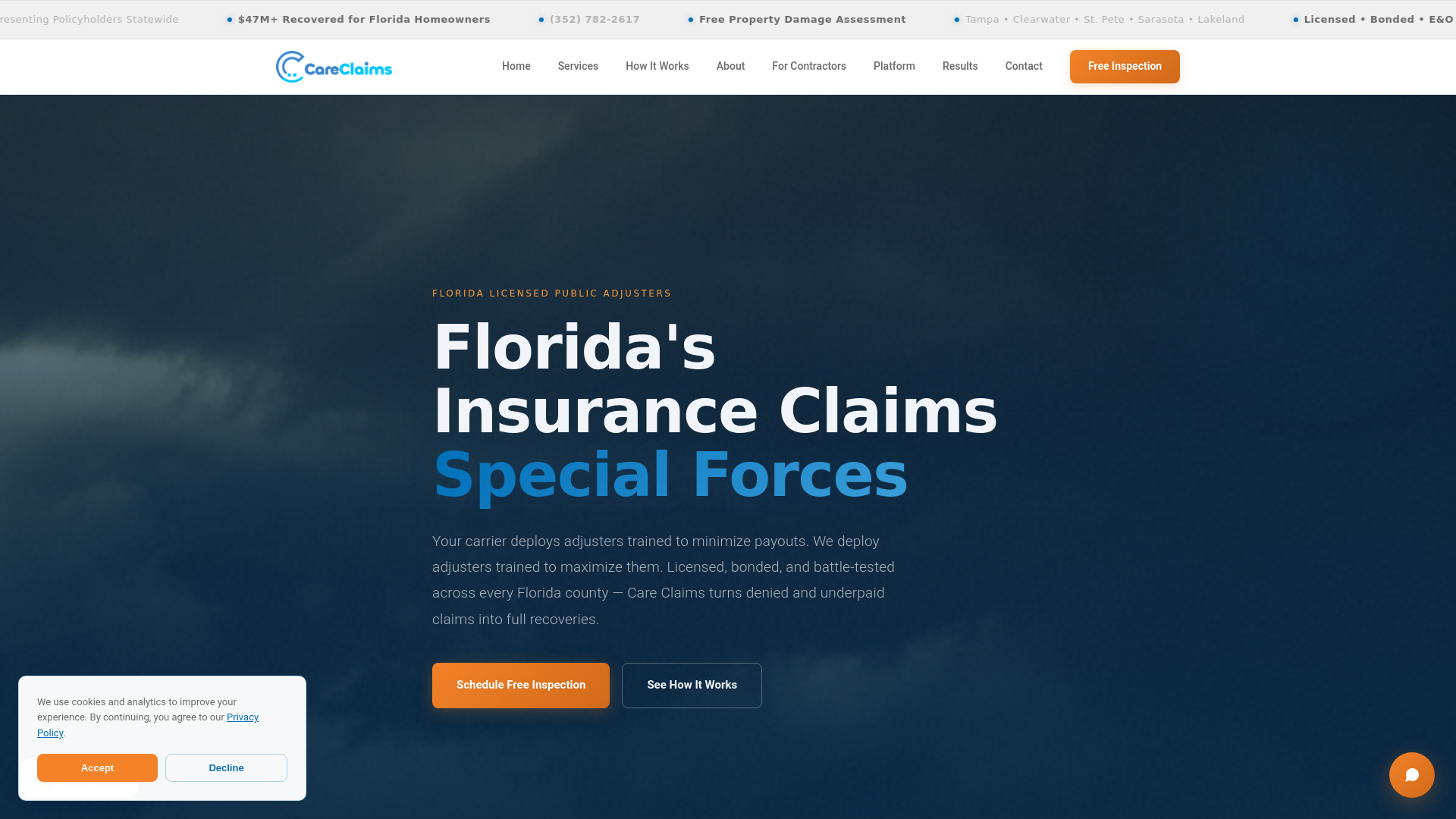 website screenshot of https://careclaimsadjusting.pages.dev/