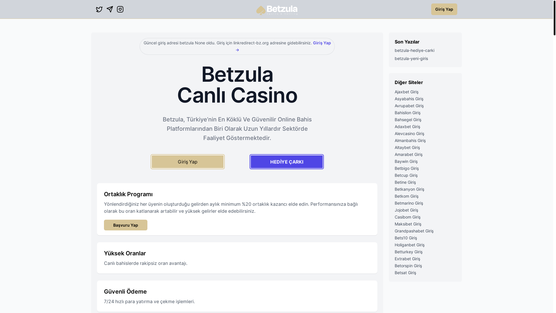 website screenshot of https://betzulaguncelgiris.blog/