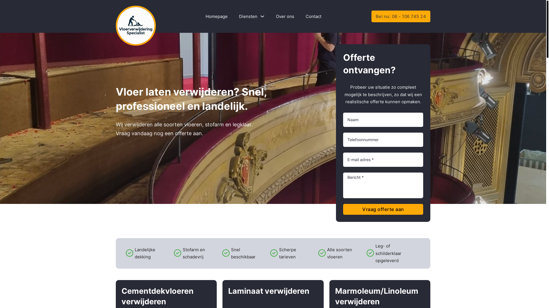 website screenshot of https://vloerverwijderingspecialist.nl/