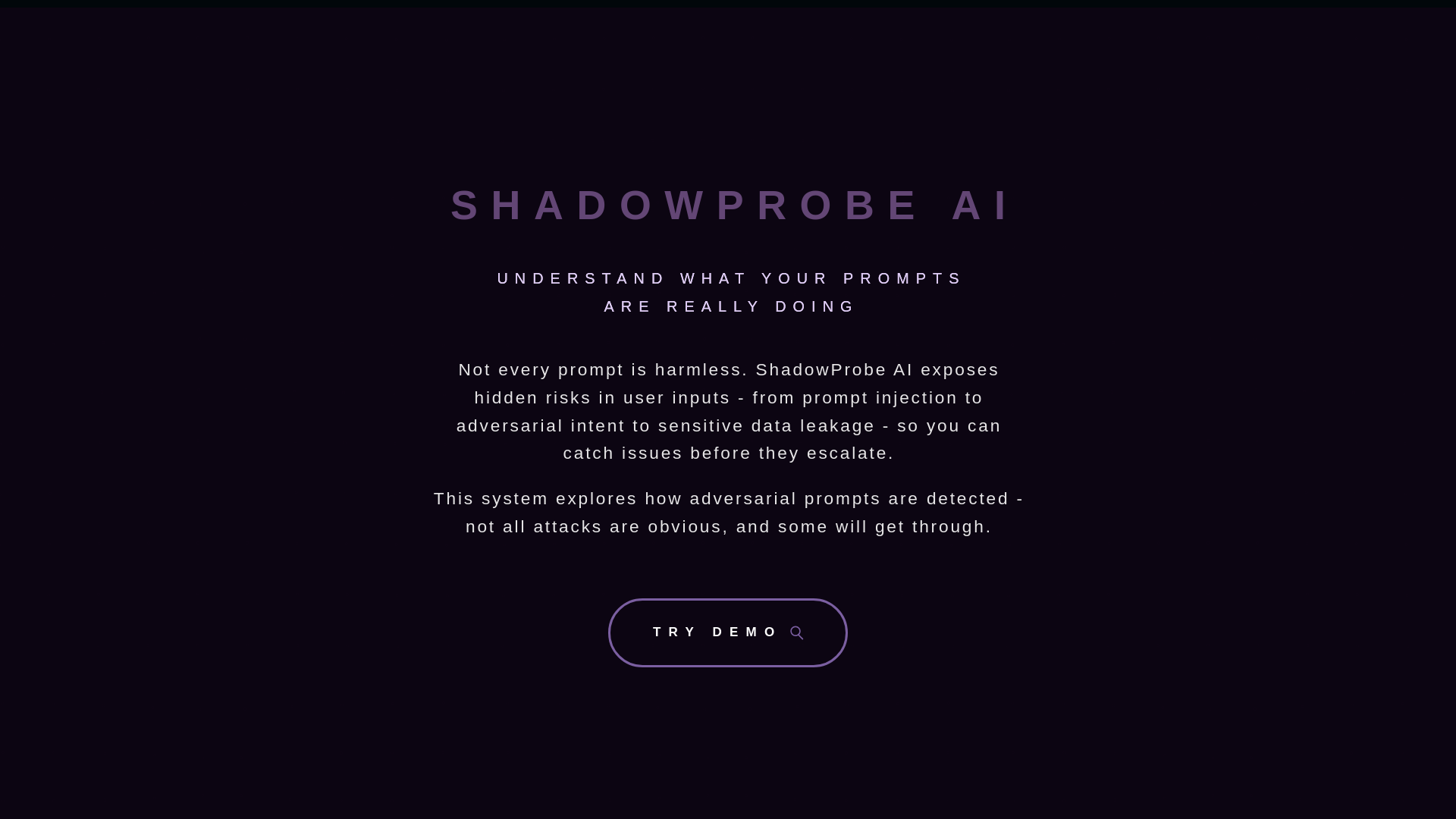 website screenshot of https://shadowprobeai.com/