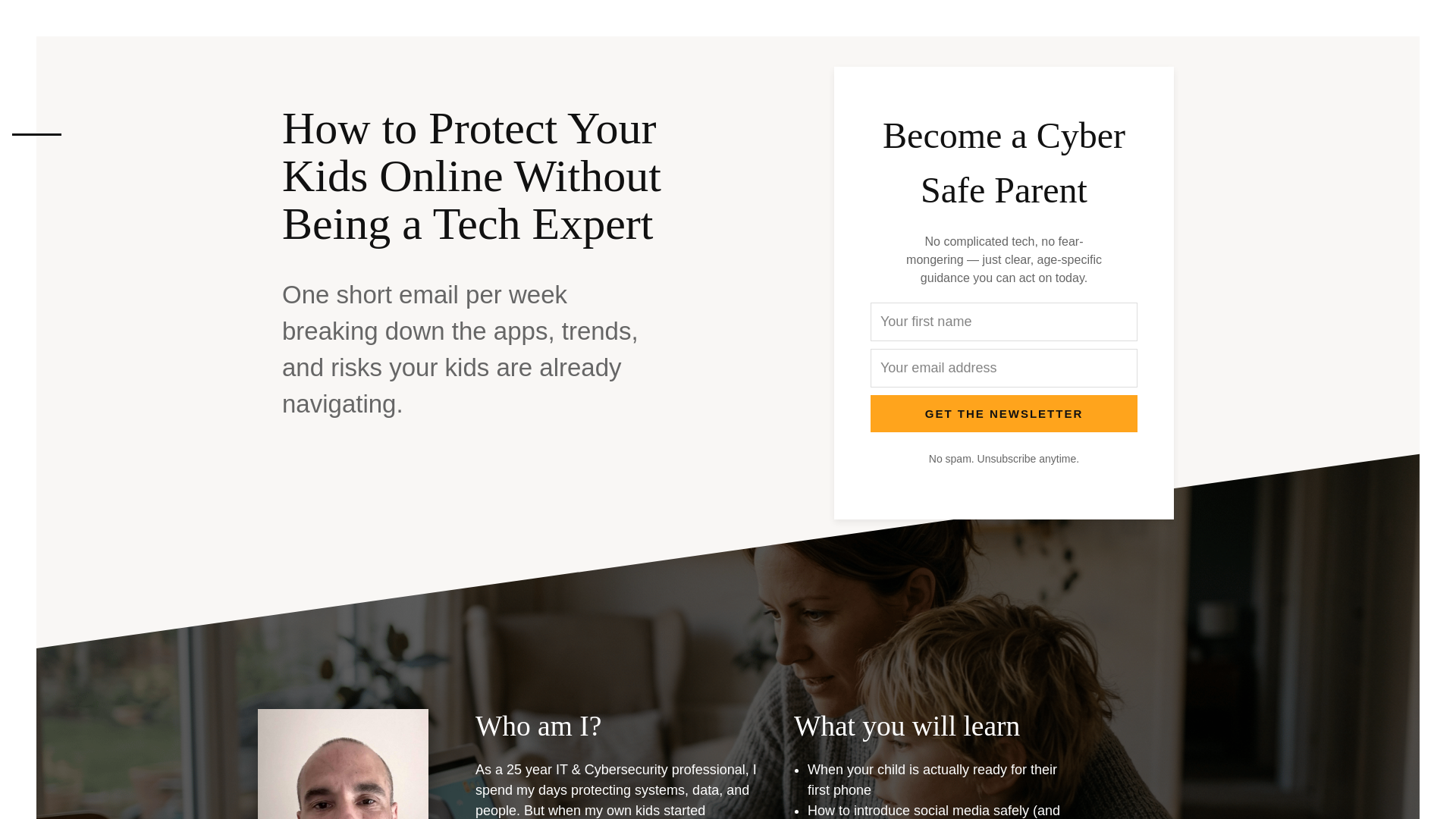 website screenshot of https://thecybersafeparent.com