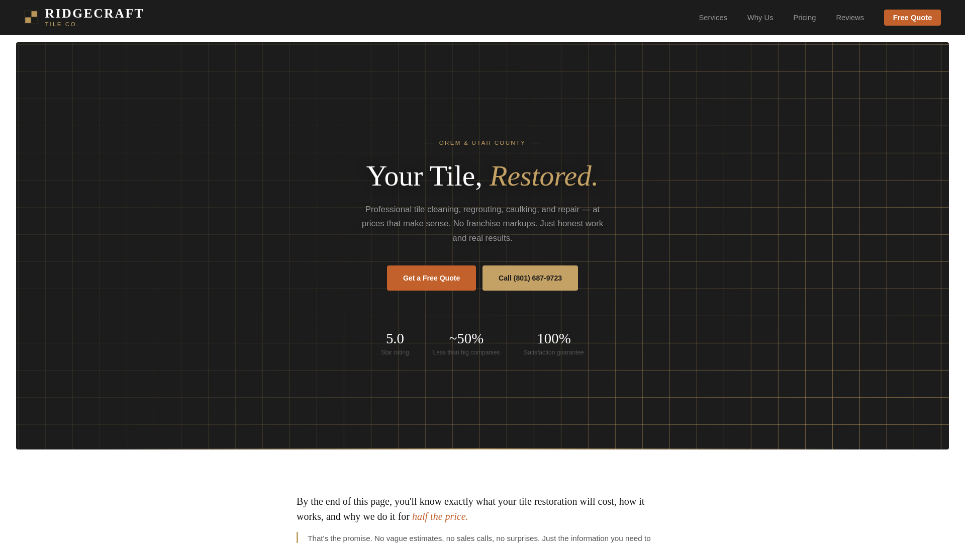 website screenshot of https://ridgecrafttileco.com